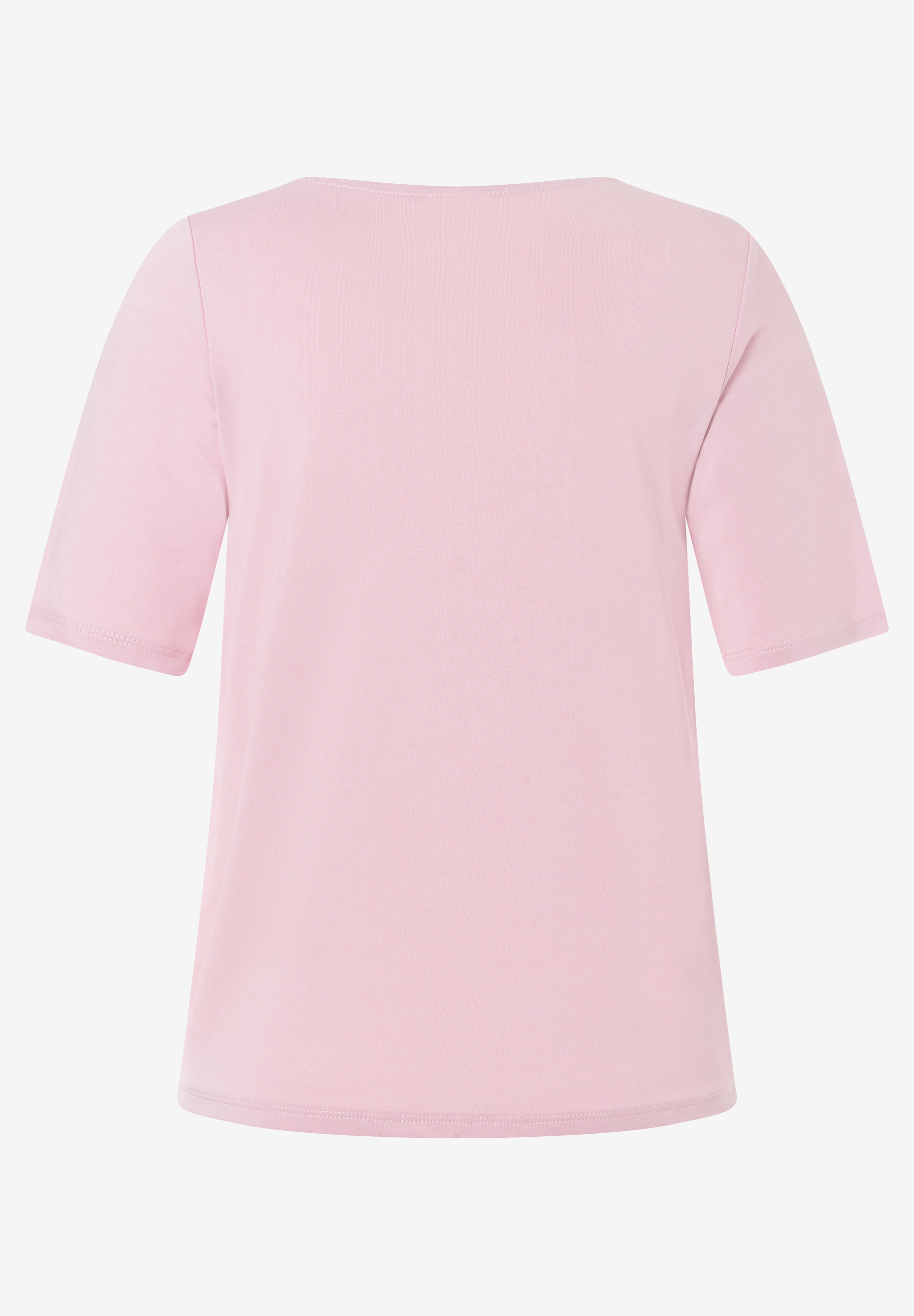 MORE & MORE Damen T-Shirt aus elastischem Jersey in Rosa, mit halblangen Ärmeln und U-Boot-Ausschnitt. MORE & MORE Damen T-Shirt aus elastischem Jersey in Rosa, mit halblangen Ärmeln und U-Boot-Ausschnitt.