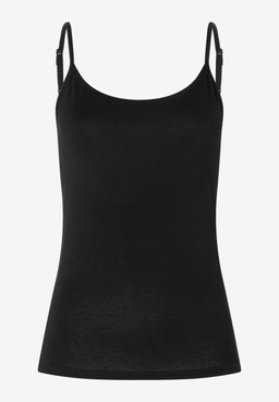 MORE & MORE schwarzes Spaghettiträger-Top aus Jersey-Stoff, einfarbig, perfekt für Lagenlooks oder als Basic.