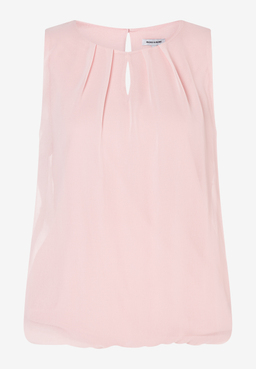 MORE & MORE Chiffonbluse in Rosa mit Raffungen am Ausschnitt. Kurzärmlig und elastisch für angenehmen Tragekomfort.