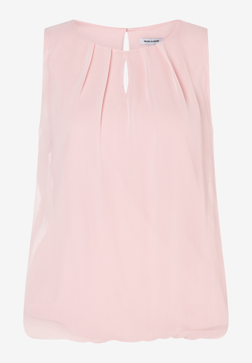 MORE & MORE Chiffonbluse in Rosa mit Raffungen am Ausschnitt. Kurzärmlig und elastisch für angenehmen Tragekomfort. MORE & MORE Chiffonbluse in Rosa mit Raffungen am Ausschnitt. Kurzärmlig und elastisch für angenehmen Tragekomfort.