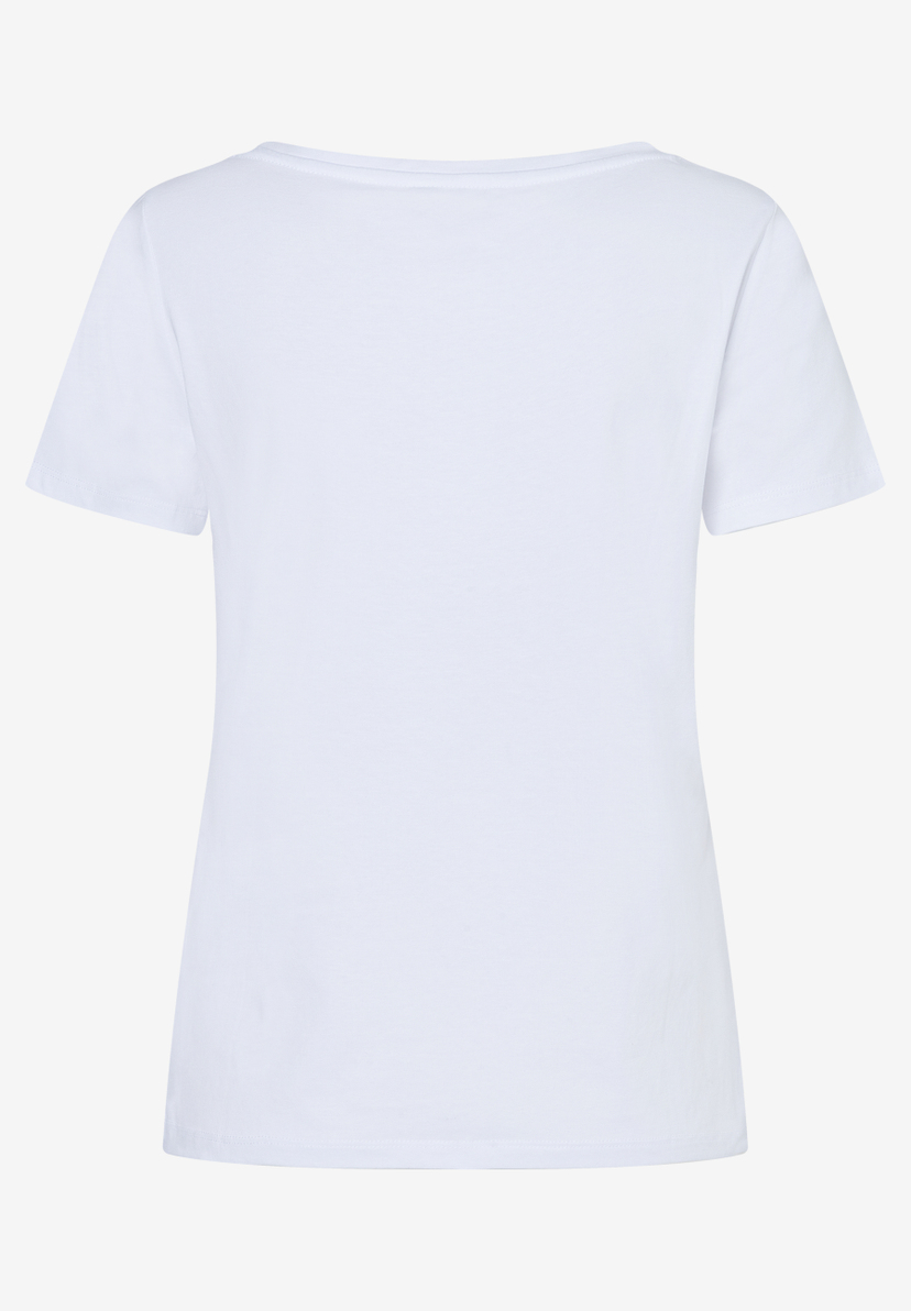 Ein weißes MORE & MORE T-Shirt mit Jersey-Material und kurzem Arm, das angenehm und hautfreundlich ist.