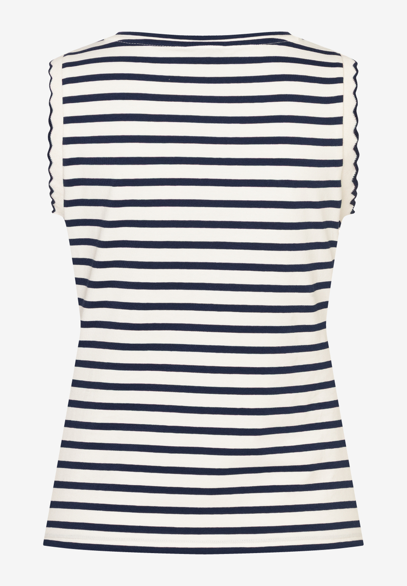 Ein gestreiftes MORE & MORE T-Shirt/Top mit Jersey-Material und gewelltem Saum. Ein gestreiftes MORE & MORE T-Shirt/Top mit Jersey-Material und gewelltem Saum.