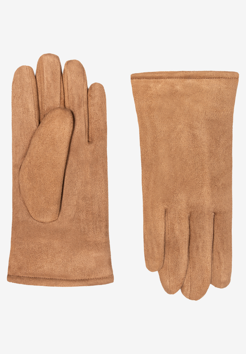 MORE & MORE Accessoires: Zwei beigefarbene Handschuhe, einer mit Daumen sichtbar, vor neutralem Hintergrund. MORE & MORE Accessoires: Zwei beigefarbene Handschuhe, einer mit Daumen sichtbar, vor neutralem Hintergrund.