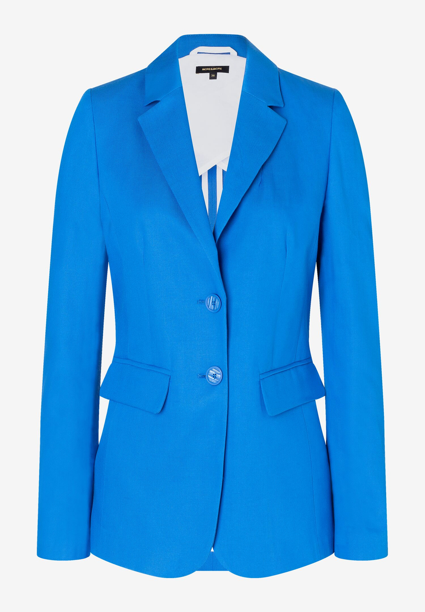 Ein blauer Blazer der Marke MORE & MORE mit Reverskragen und zwei Knöpfen. Ein blauer Blazer der Marke MORE & MORE mit Reverskragen und zwei Knöpfen.