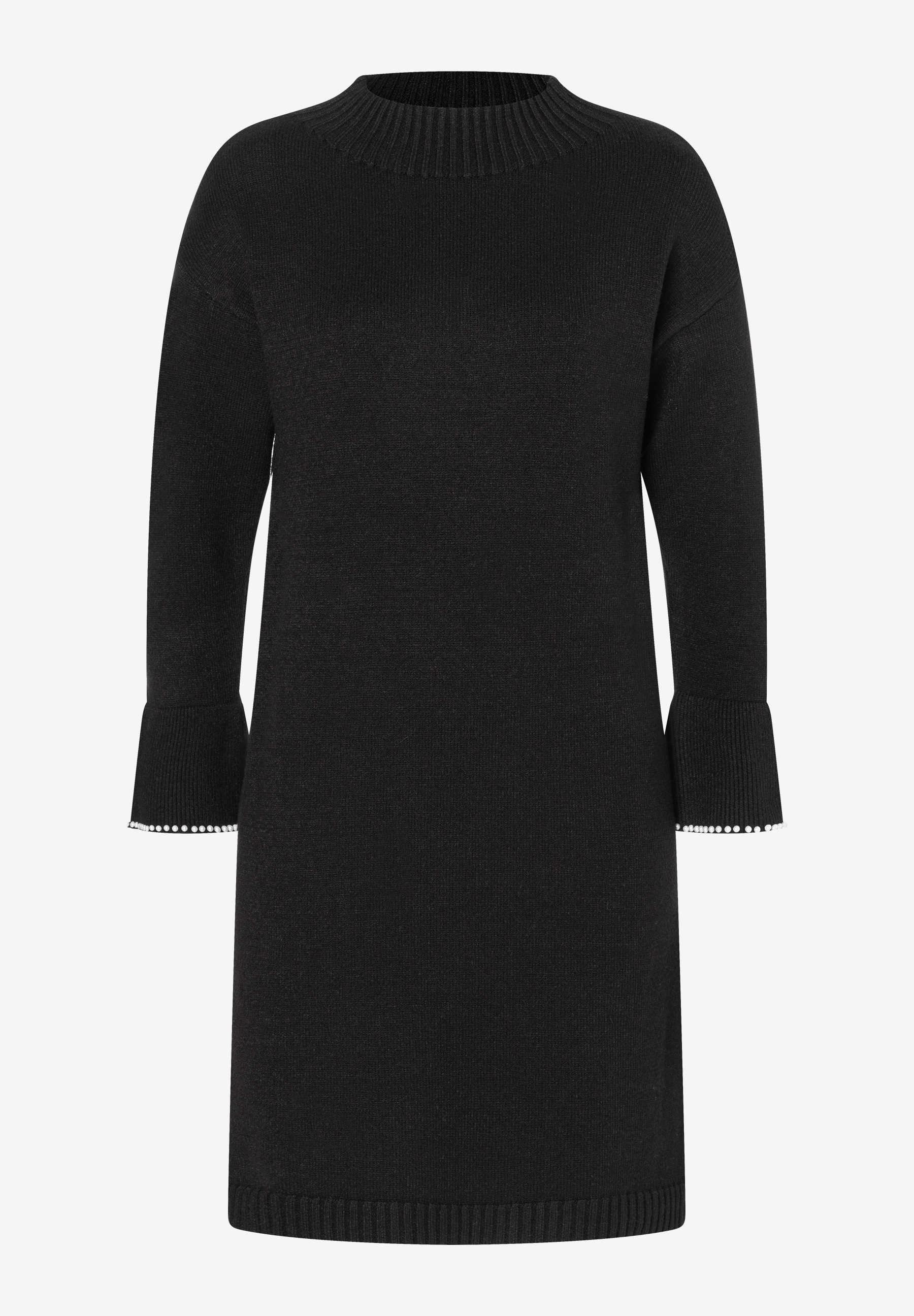 Ein schwarzes, gestricktes MORE & MORE Oberteil, ein Kleid mit langen Ärmeln und Perlen an den Ärmelenden. Ein schwarzes, gestricktes MORE & MORE Oberteil, ein Kleid mit langen Ärmeln und Perlen an den Ärmelenden.