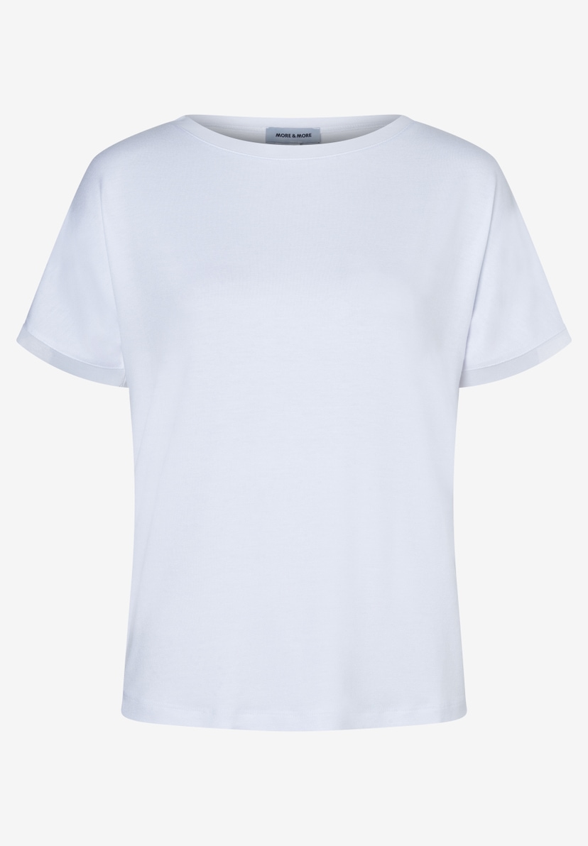MORE & MORE weißes T-Shirt aus elastischem Jersey für angenehmen Tragekomfort, Basic Damen Oberteil MORE & MORE weißes T-Shirt aus elastischem Jersey für angenehmen Tragekomfort, Basic Damen Oberteil