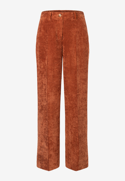 MORE & MORE Jeans in Kupfer, hochgeschnitten mit geradem Bein, Knopf und Reißverschluss, perfekt für legere Looks.