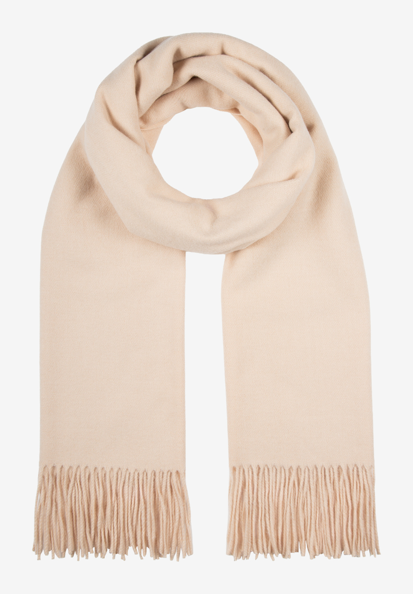 MORE & MORE Accessoire: Ein beiger Schal aus weichem Material, der locker gerafft und vertikal ausgelegt ist.