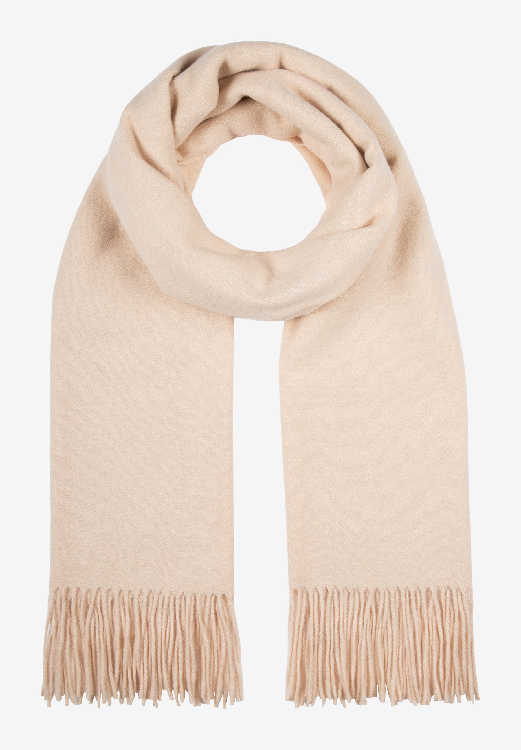 MORE & MORE Accessoire: Ein beiger Schal aus weichem Material, der locker gerafft und vertikal ausgelegt ist.