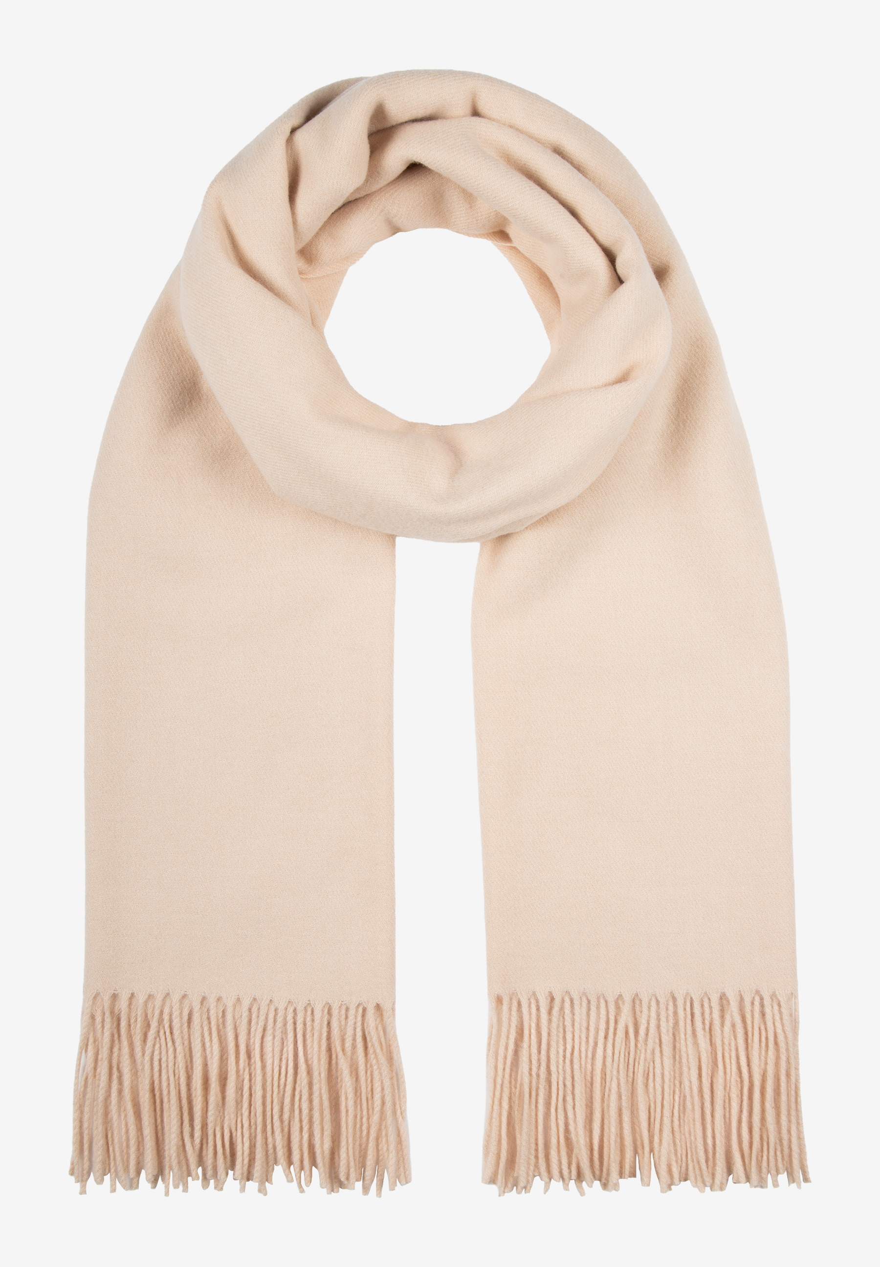 MORE & MORE Accessoire: Ein beiger Schal aus weichem Material, der locker gerafft und vertikal ausgelegt ist.