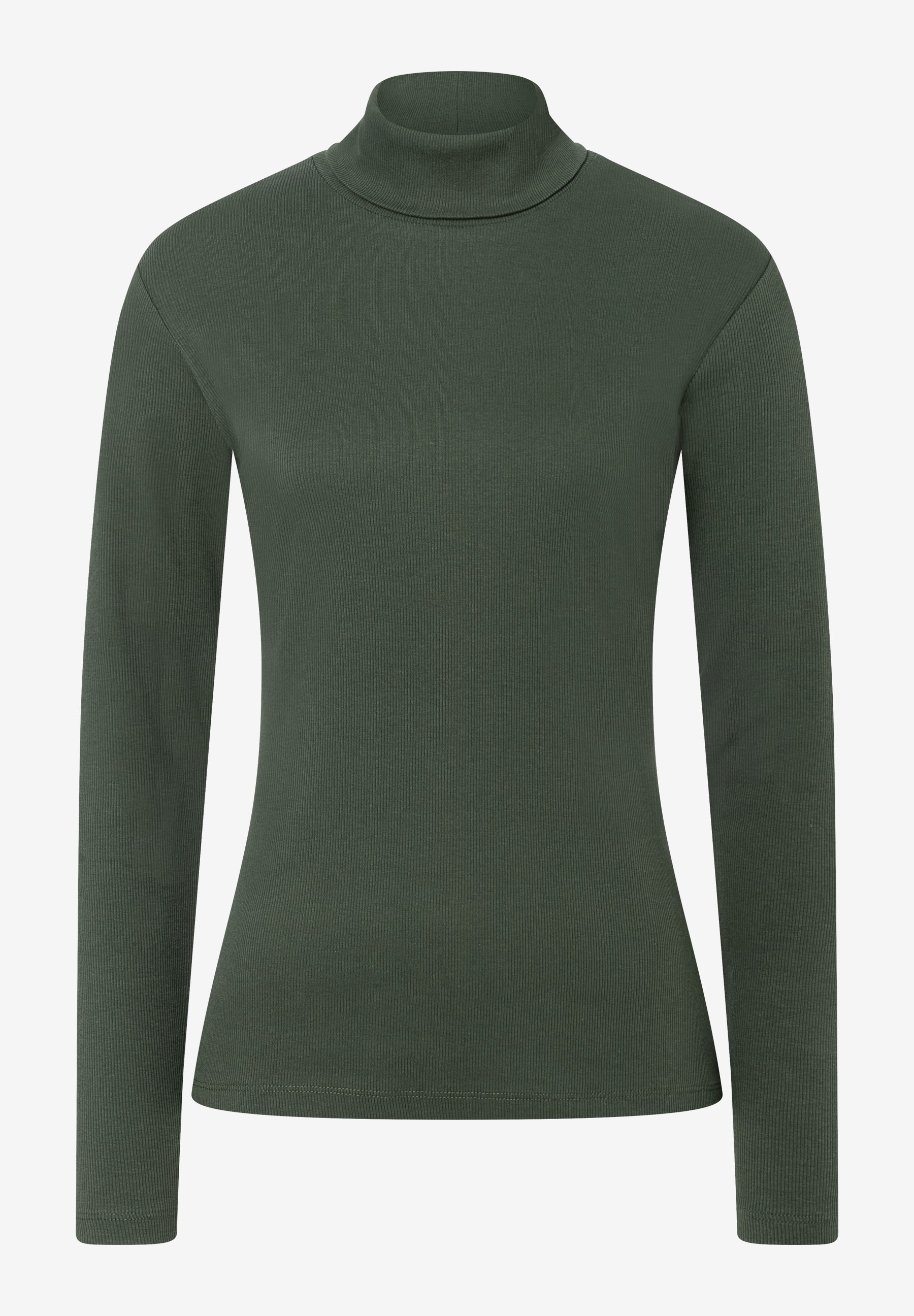 MORE & MORE gerippter Rollkragen-Pullover in Dunkelgrün, hautfreundlich & elastisch. MORE & MORE gerippter Rollkragen-Pullover in Dunkelgrün, hautfreundlich & elastisch.
