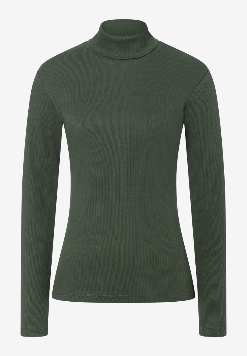 MORE & MORE gerippter Rollkragen-Pullover in Dunkelgrün, hautfreundlich & elastisch. MORE & MORE gerippter Rollkragen-Pullover in Dunkelgrün, hautfreundlich & elastisch.