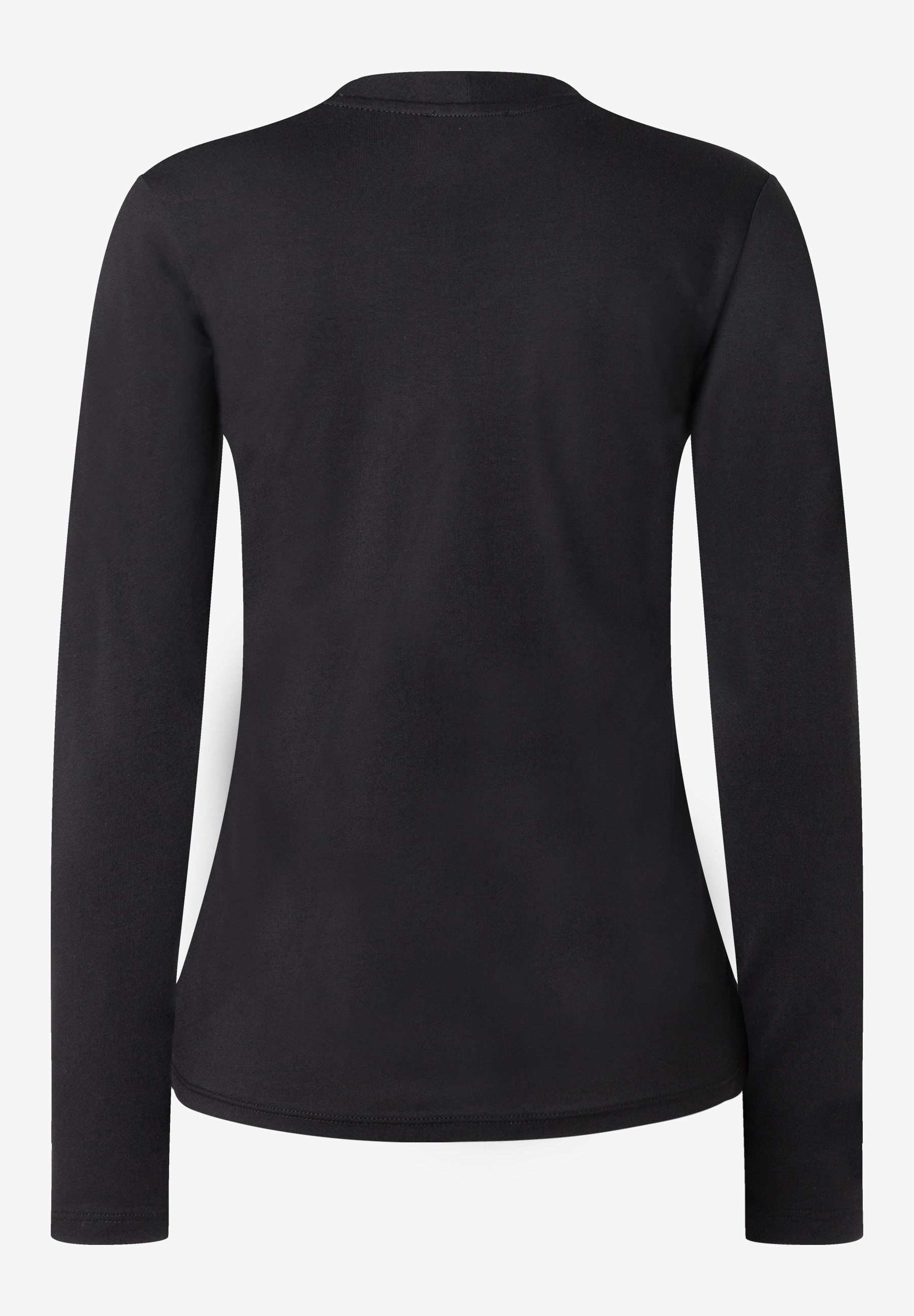 MORE & MORE Damen-Langarmshirt aus elastischem Jersey in Schwarz, Rückansicht. MORE & MORE Damen-Langarmshirt aus elastischem Jersey in Schwarz, Rückansicht.