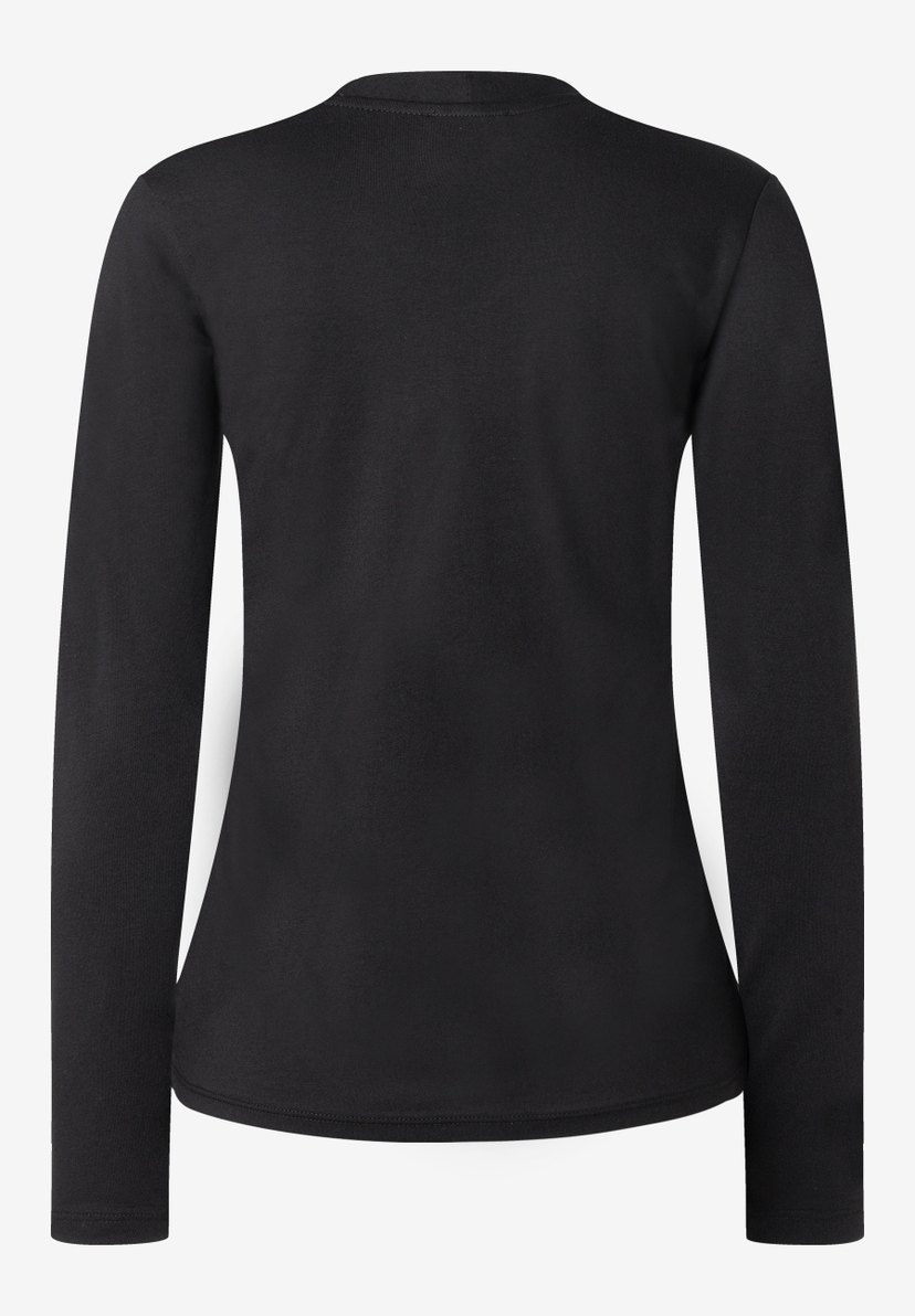 MORE & MORE Damen-Langarmshirt aus elastischem Jersey in Schwarz, Rückansicht. MORE & MORE Damen-Langarmshirt aus elastischem Jersey in Schwarz, Rückansicht.