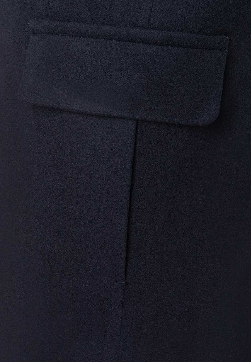 MORE & MORE Mantel aus meliertem Stoff in Navy mit einer kleinen Tasche. Texturierter Wollstoff.