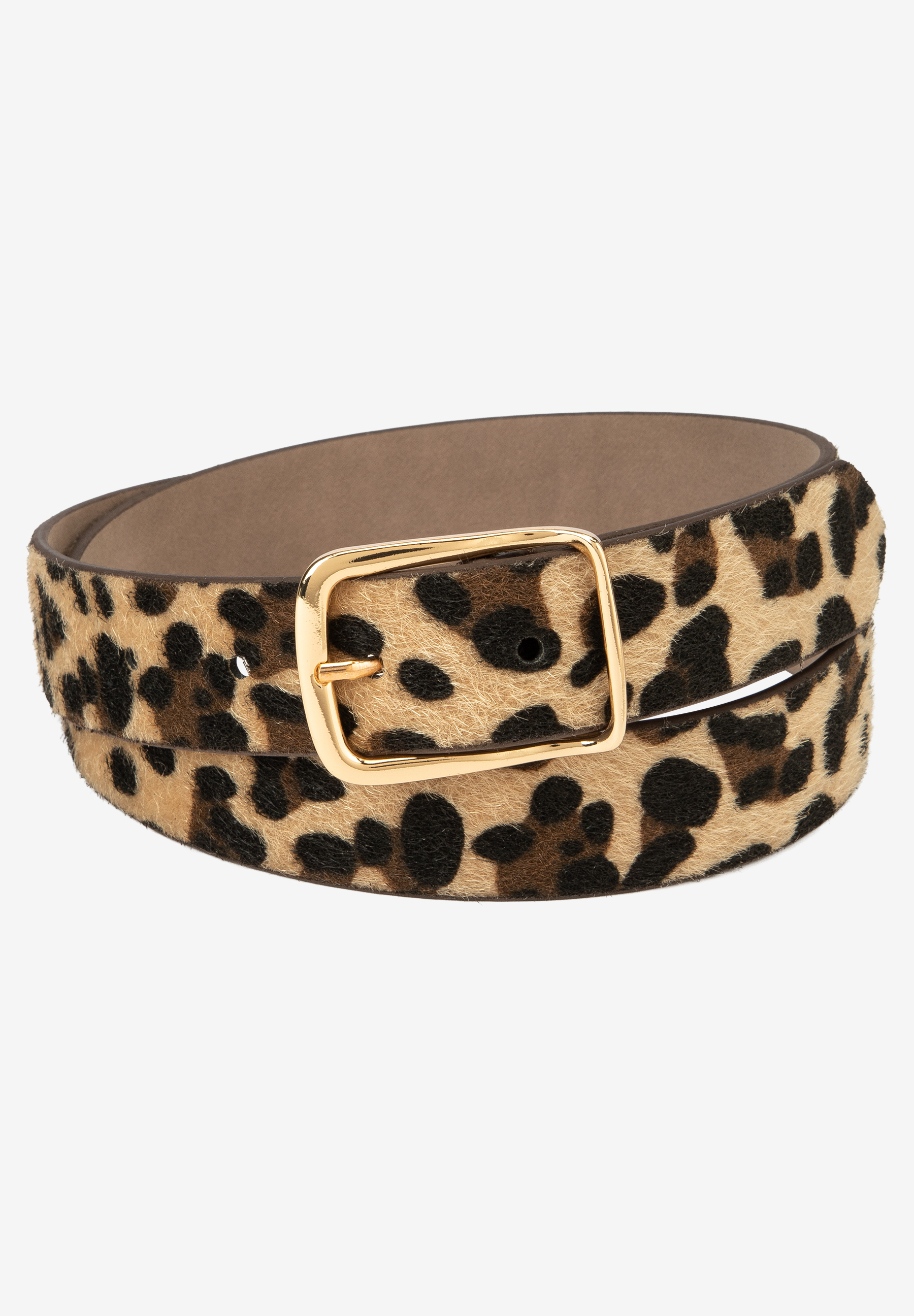 MORE & MORE Accessoire: Leopardengürtel mit Fell-Optik und goldener Schnalle. Elegant und stylisch.
