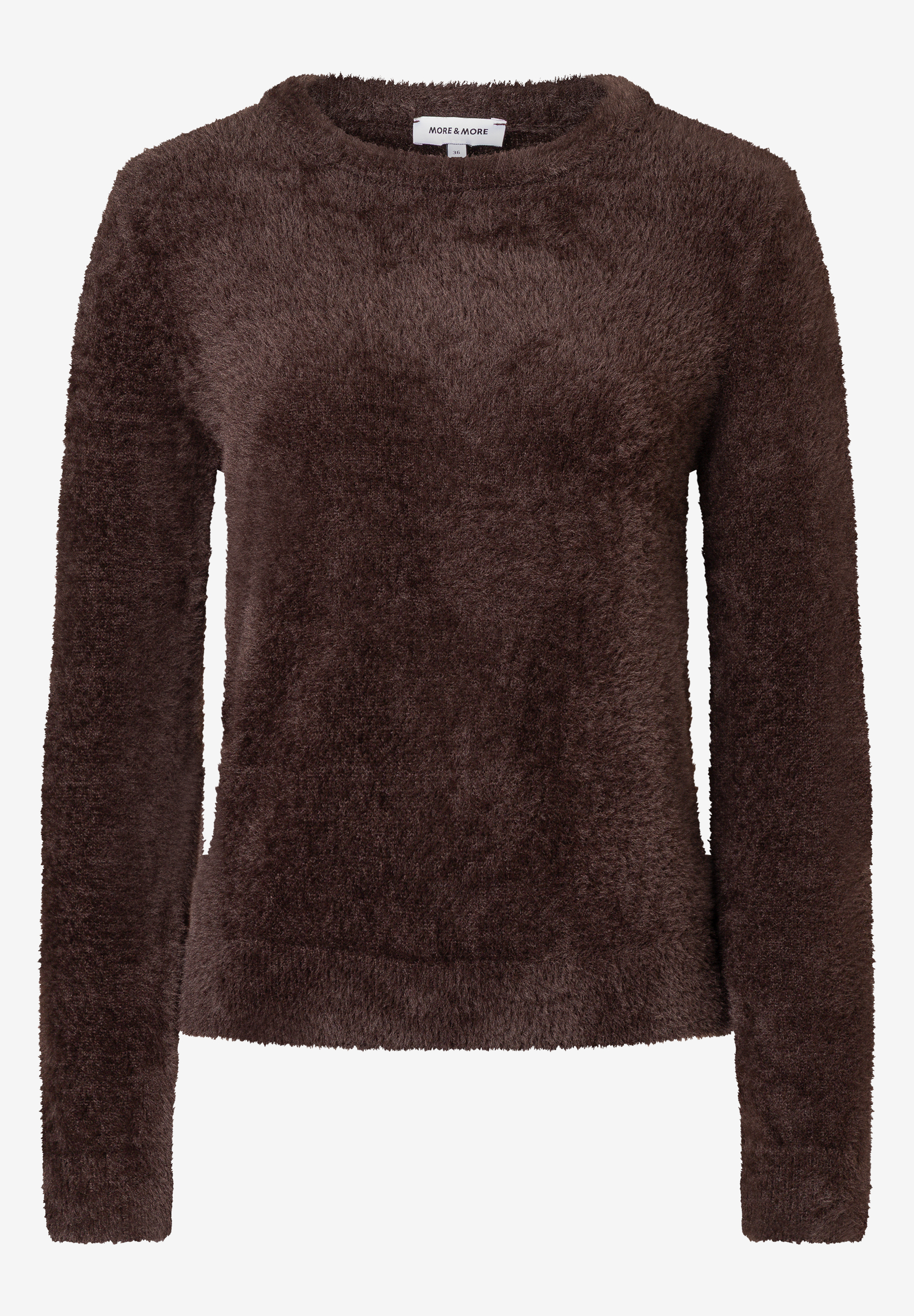 Ein brauner Strickpullover von MORE & MORE mit angenehmem Tragekomfort. Ein brauner Strickpullover von MORE & MORE mit angenehmem Tragekomfort.