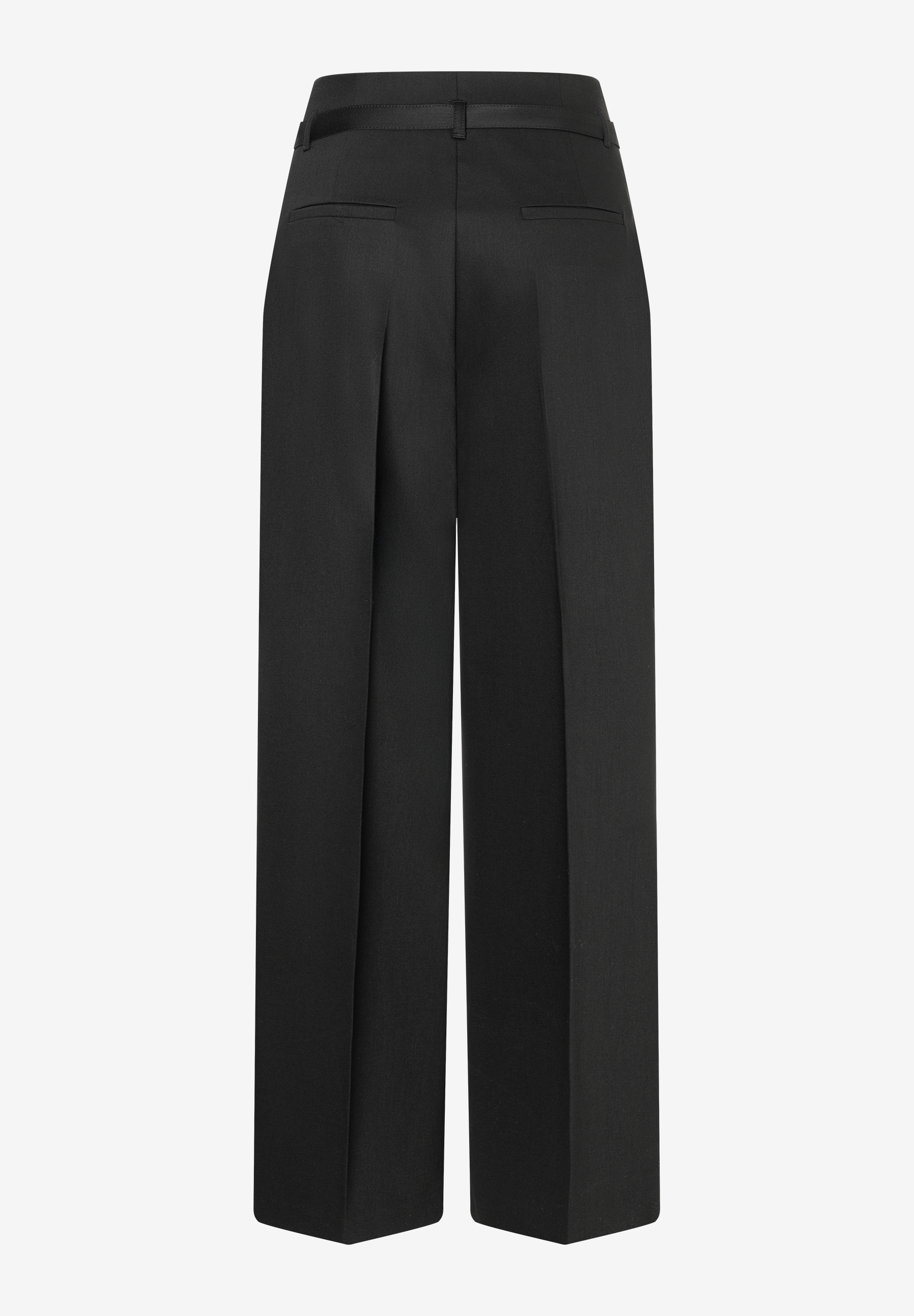 Schwarze, gewebte MORE & MORE Hose von hinten, mit Bundfalten und angenehmem Tragekomfort. Schwarze, gewebte MORE & MORE Hose von hinten, mit Bundfalten und angenehmem Tragekomfort.