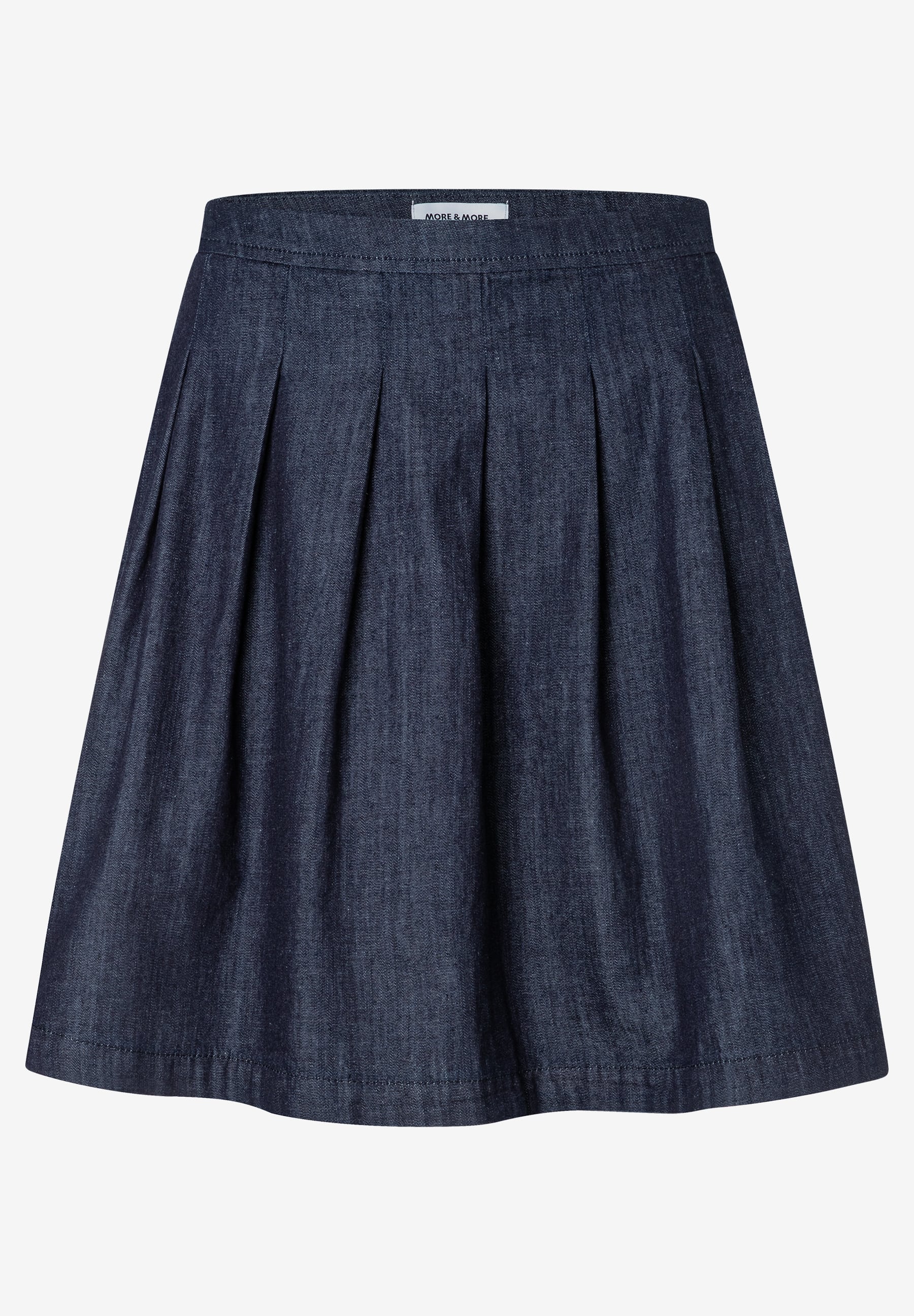 MORE & MORE Faltenrock aus Denim in dunklem Blau. Der Rock ist plissiert, hat einen weichen Griff und ist hautfreundlich. MORE & MORE Faltenrock aus Denim in dunklem Blau. Der Rock ist plissiert, hat einen weichen Griff und ist hautfreundlich.