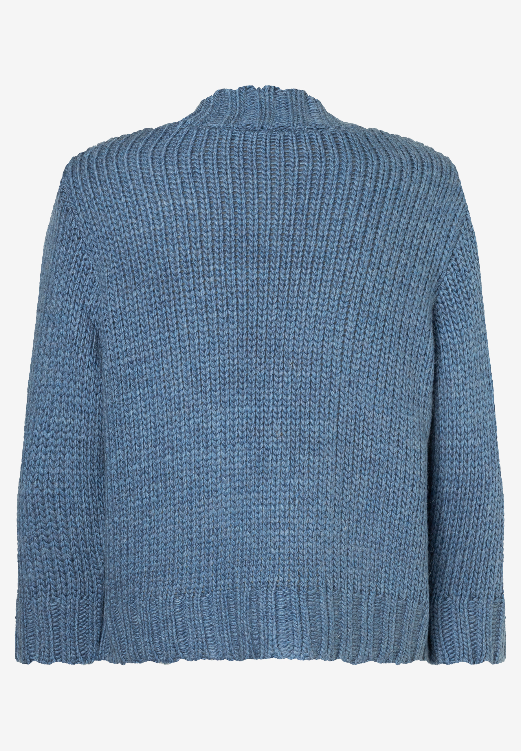 MORE & MORE Pullover: Blauer Rippstrickpullover mit Stehkragen. Perfekt für kuschelige Looks. MORE & MORE Pullover: Blauer Rippstrickpullover mit Stehkragen. Perfekt für kuschelige Looks.