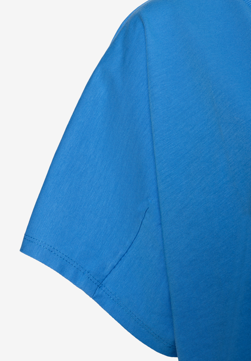 MORE & MORE T-Shirt, kurzärmelig, blau, aus Jersey-Mix, angenehm weich & fließend. MORE & MORE T-Shirt, kurzärmelig, blau, aus Jersey-Mix, angenehm weich & fließend.