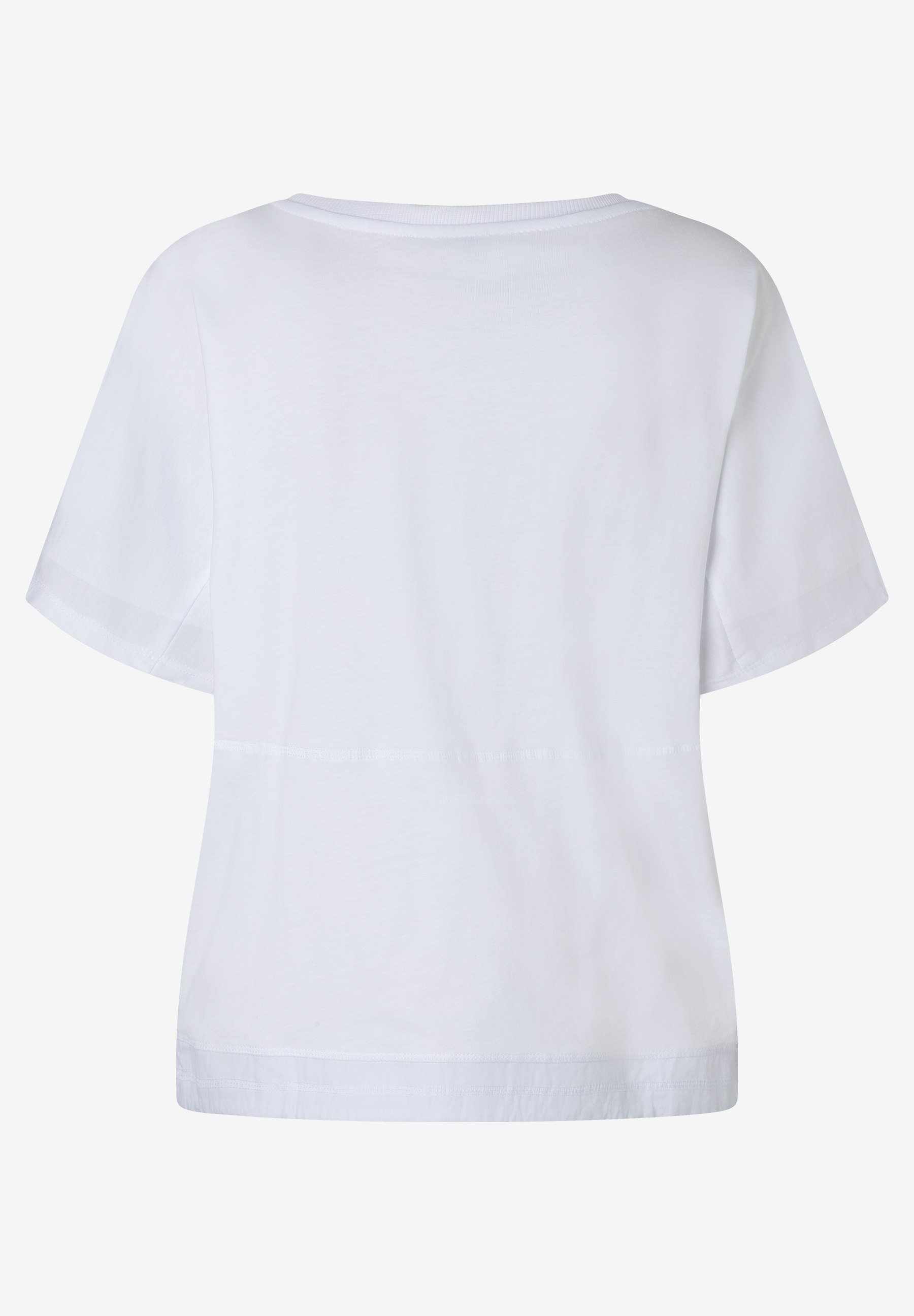 MORE & MORE T-Shirt/Top aus Jersey-Materialmix, Weiß, fließend & hautfreundlich, angenehmer Tragekomfort. MORE & MORE T-Shirt/Top aus Jersey-Materialmix, Weiß, fließend & hautfreundlich, angenehmer Tragekomfort.
