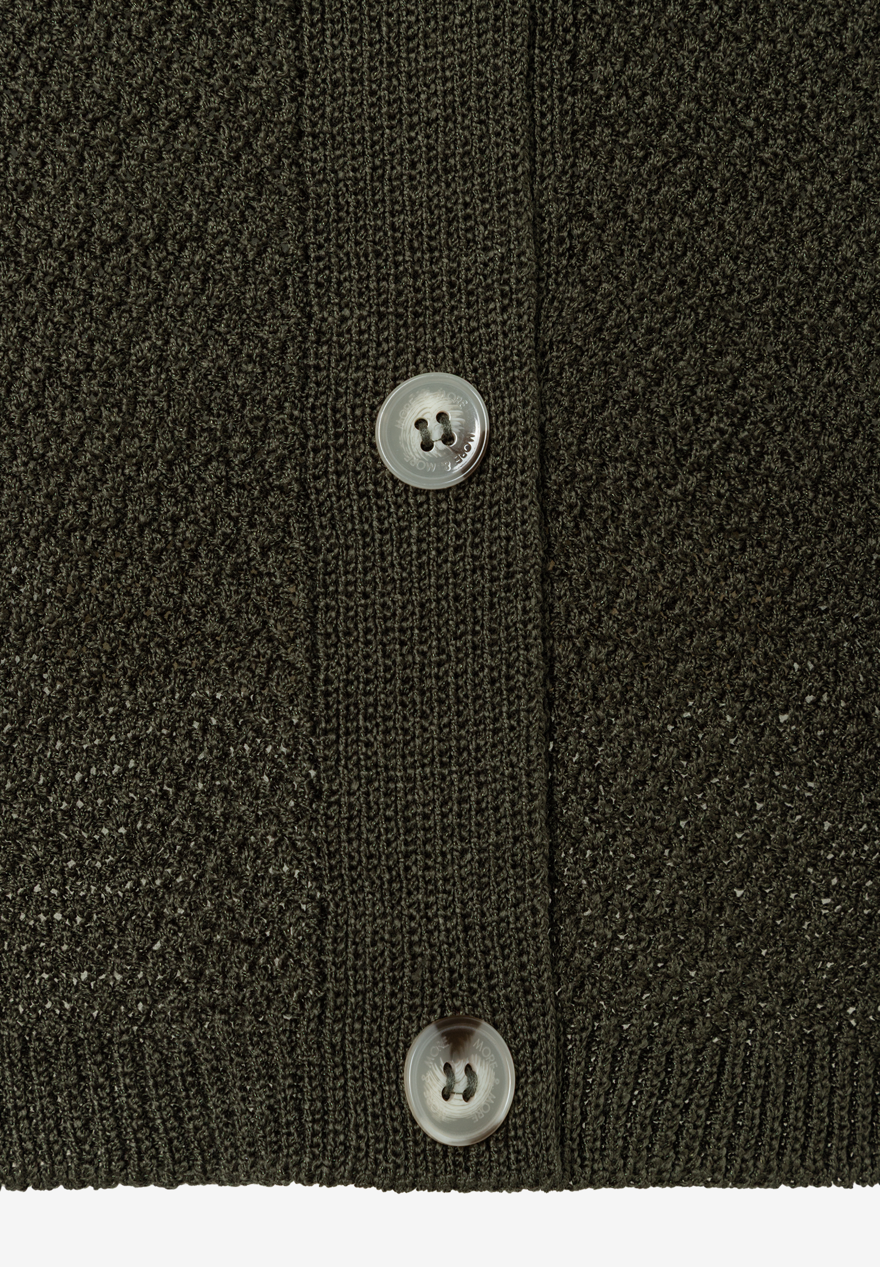 MORE & MORE Strukturstrick-Pullover in Olivgrün mit glänzender Optik und Knöpfen MORE & MORE Strukturstrick-Pullover in Olivgrün mit glänzender Optik und Knöpfen
