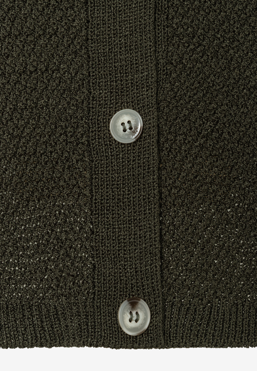 MORE & MORE Strukturstrick-Pullover in Olivgrün mit glänzender Optik und Knöpfen MORE & MORE Strukturstrick-Pullover in Olivgrün mit glänzender Optik und Knöpfen