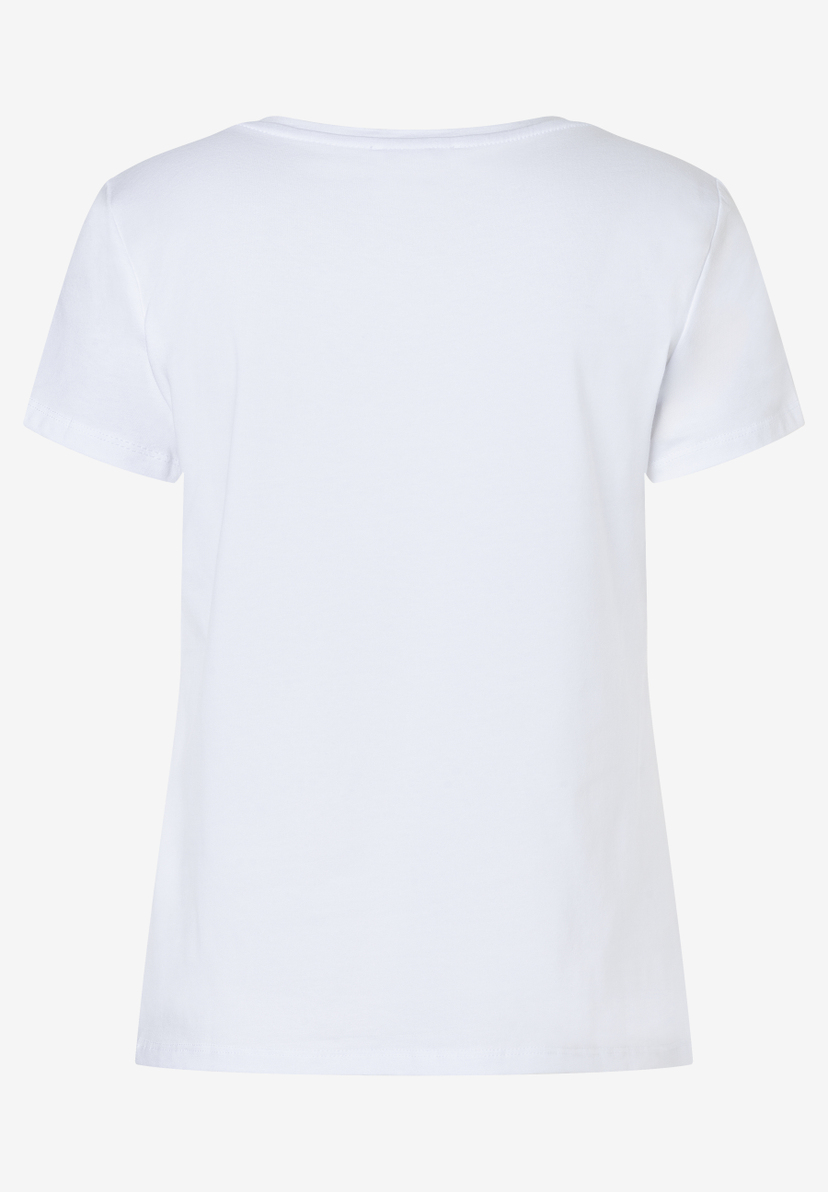 Ein schlichtes, weißes T-Shirt von MORE & MORE, aus der Rückansicht fotografiert.