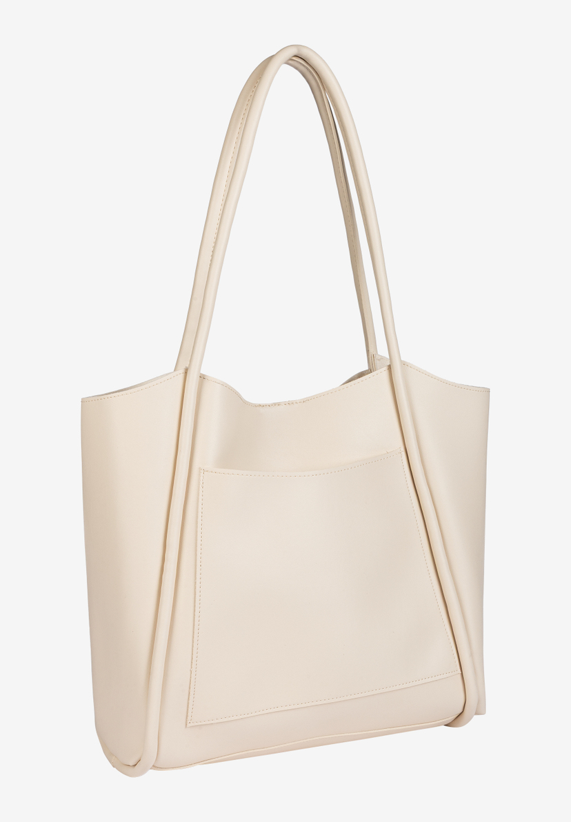 Eine hellbeige MORE & MORE Handtasche mit minimalistischem Design und praktischer Außentasche. Eine hellbeige MORE & MORE Handtasche mit minimalistischem Design und praktischer Außentasche.