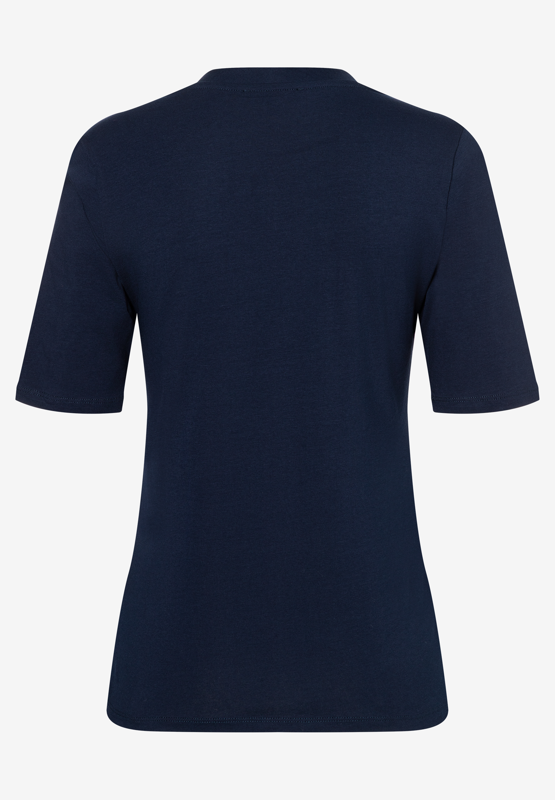 Ein marineblaues, bequemes MORE & MORE Jersey-T-Shirt mit kurzen Ärmeln. Ein marineblaues, bequemes MORE & MORE Jersey-T-Shirt mit kurzen Ärmeln.