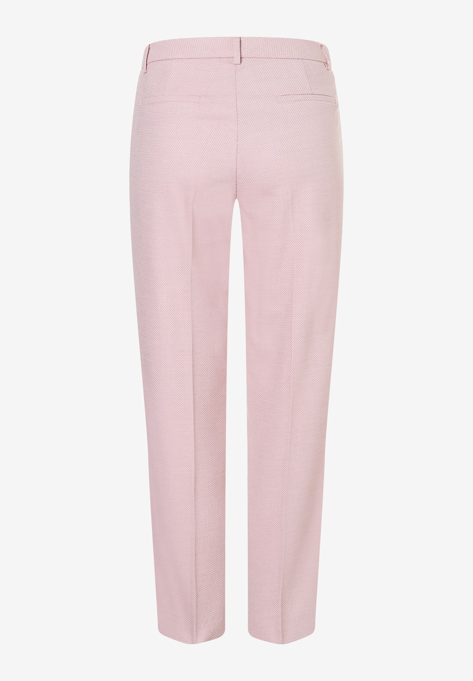 Nahaufnahme einer MORE & MORE Stretch-Piqué-Hose in Rosa, hinten fotografiert. Nahaufnahme einer MORE & MORE Stretch-Piqué-Hose in Rosa, hinten fotografiert.