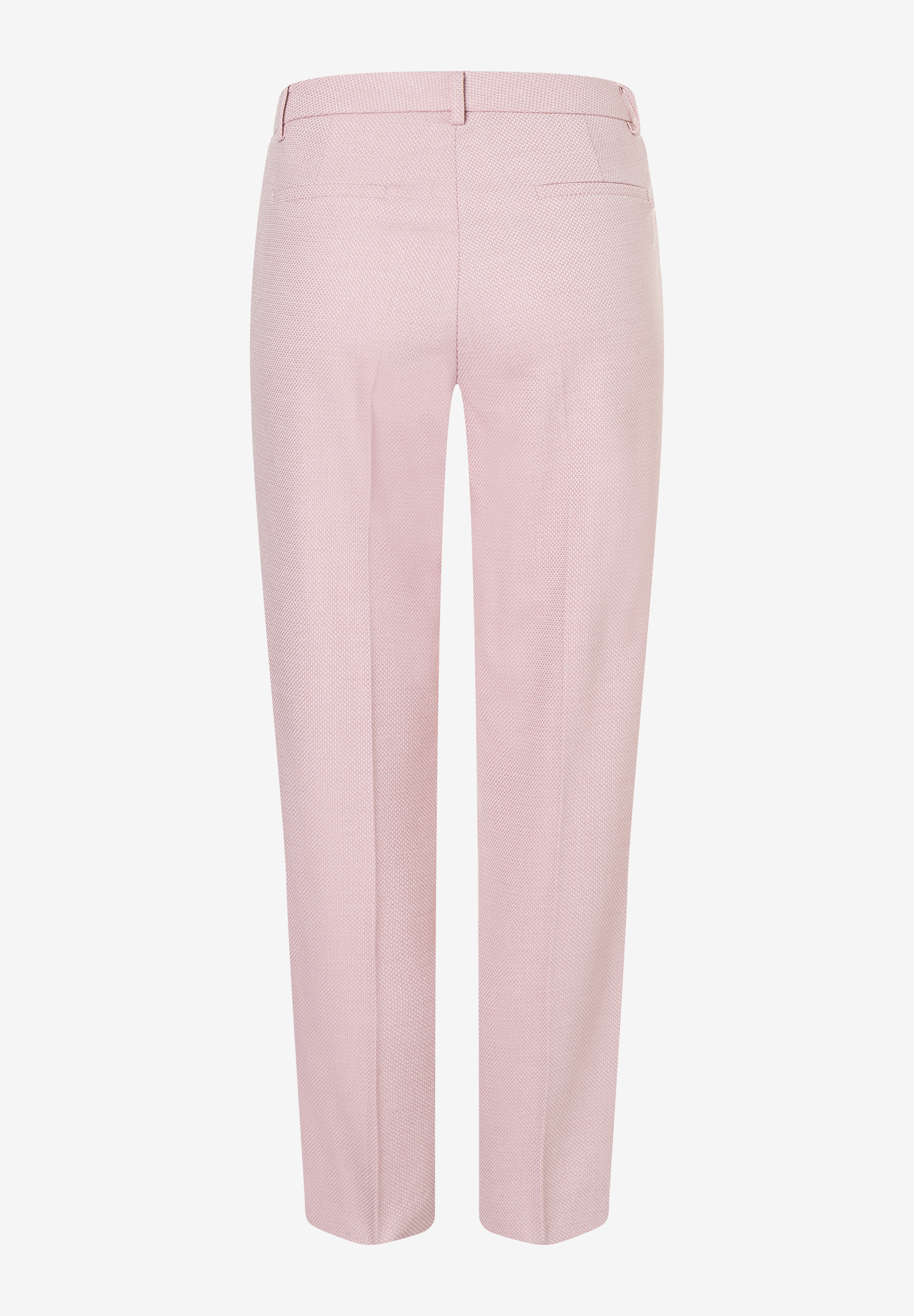 Nahaufnahme einer MORE & MORE Stretch-Piqué-Hose in Rosa, hinten fotografiert. Nahaufnahme einer MORE & MORE Stretch-Piqué-Hose in Rosa, hinten fotografiert.