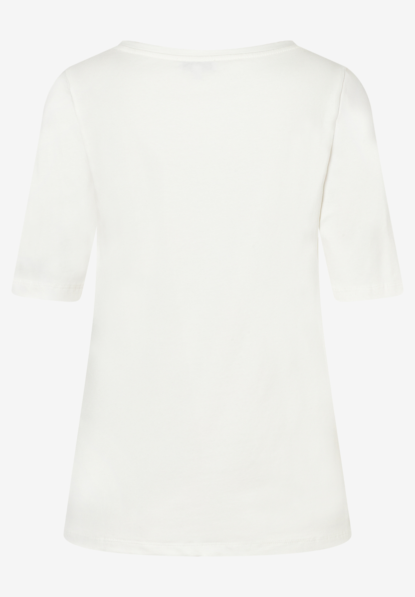 Ein schlichtes, weißes T-Shirt von MORE & MORE, ideal als Basic-Oberteil für verschiedene Outfits. Ein schlichtes, weißes T-Shirt von MORE & MORE, ideal als Basic-Oberteil für verschiedene Outfits.
