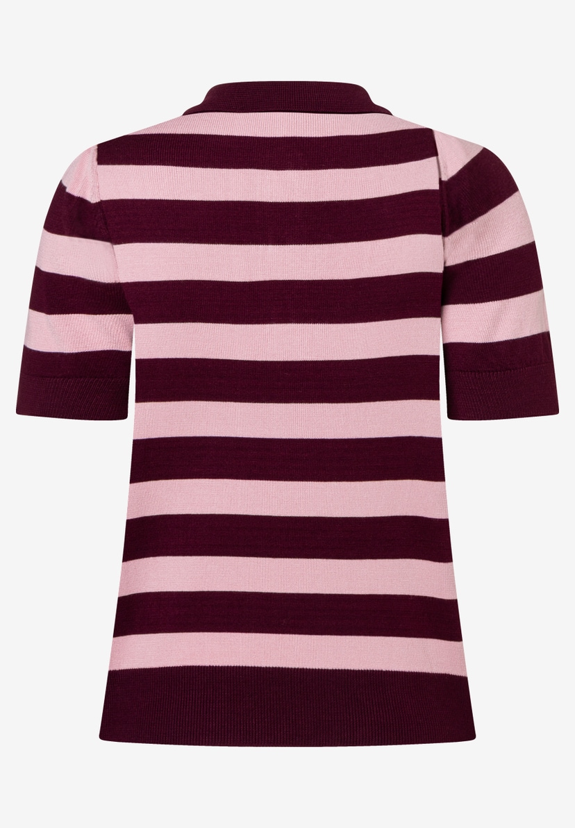 MORE & MORE Feinstrick-Pullover in Pink und Burgunderrot, gestreift, mit halbem Arm und angenehmem Tragekomfort. MORE & MORE Feinstrick-Pullover in Pink und Burgunderrot, gestreift, mit halbem Arm und angenehmem Tragekomfort.