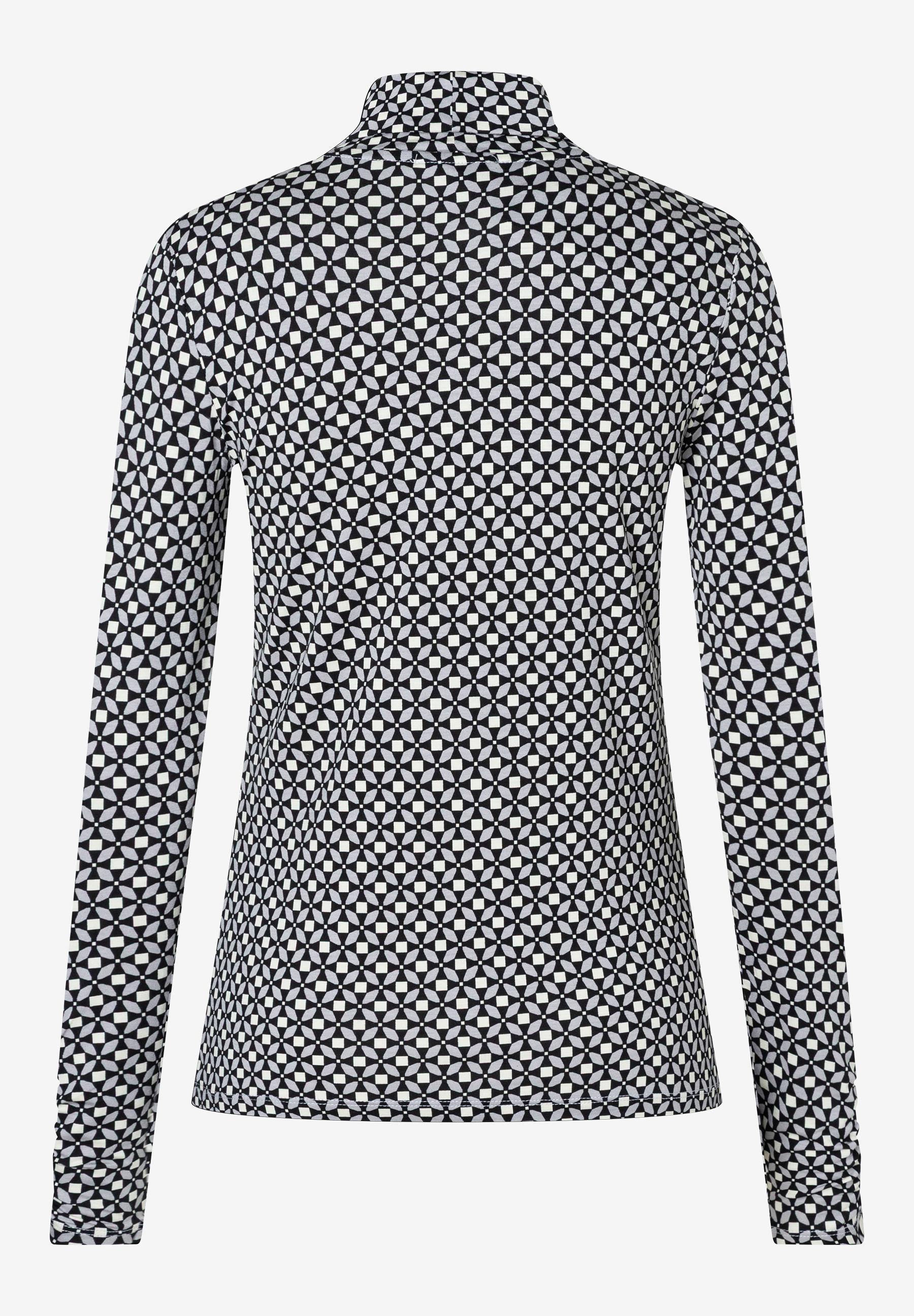 Ein langärmeliges MORE & MORE Oberteil mit geometrischem Muster. Ein langärmeliges MORE & MORE Oberteil mit geometrischem Muster.