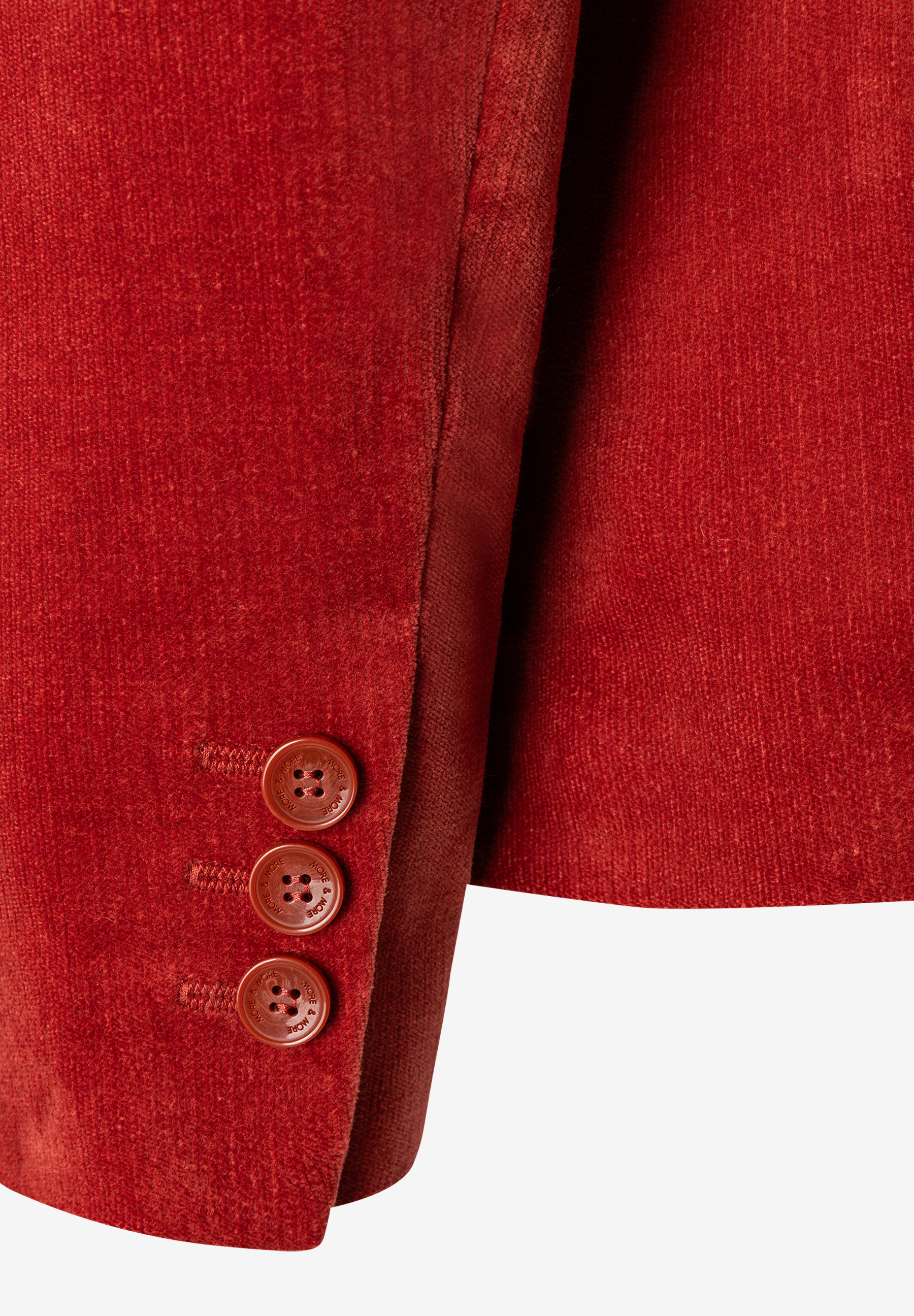 MORE & MORE Samt-Blazer in Rostrot, Ärmel mit drei Knöpfen, angenehmer Tragekomfort, softer Griff
