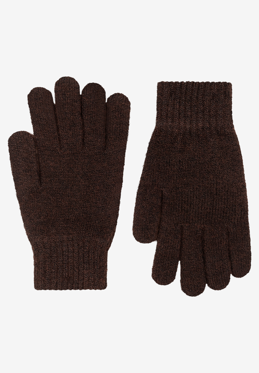 MORE & MORE Accessoires: Braune, gestrickte Fingerhandschuhe auf weißem Hintergrund, warm & weich. MORE & MORE Accessoires: Braune, gestrickte Fingerhandschuhe auf weißem Hintergrund, warm & weich.