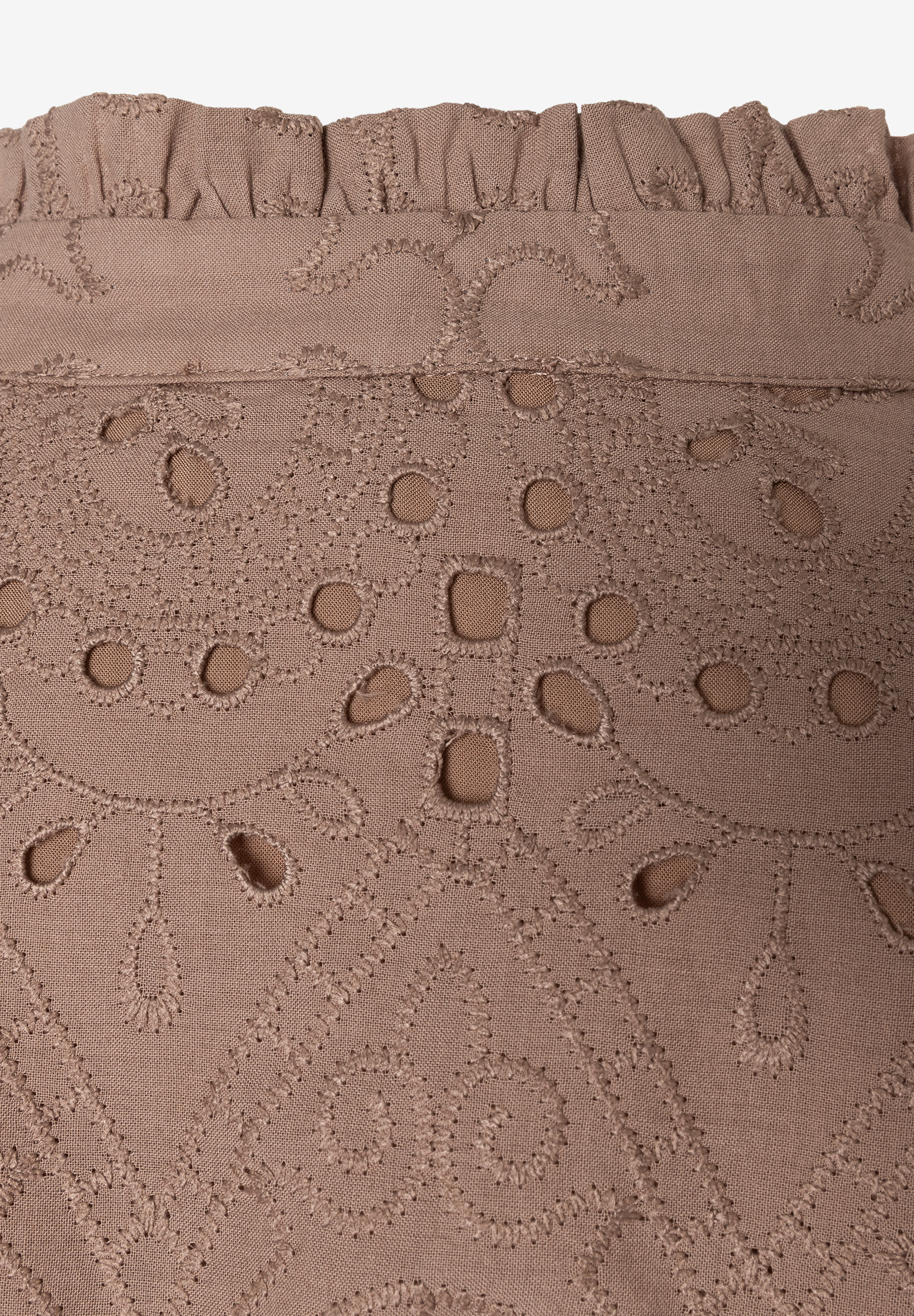 Nahaufnahme eines Oberteils von MORE & MORE mit filigraner Spitze und angenehmem Tragekomfort.