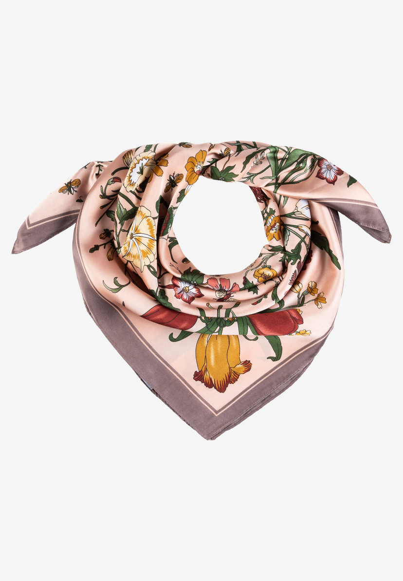 MORE & MORE Accessoire: rosafarbener Schal mit orangefarbenen, roten & weißen Blumen und grünen Blättern MORE & MORE Accessoire: rosafarbener Schal mit orangefarbenen, roten & weißen Blumen und grünen Blättern
