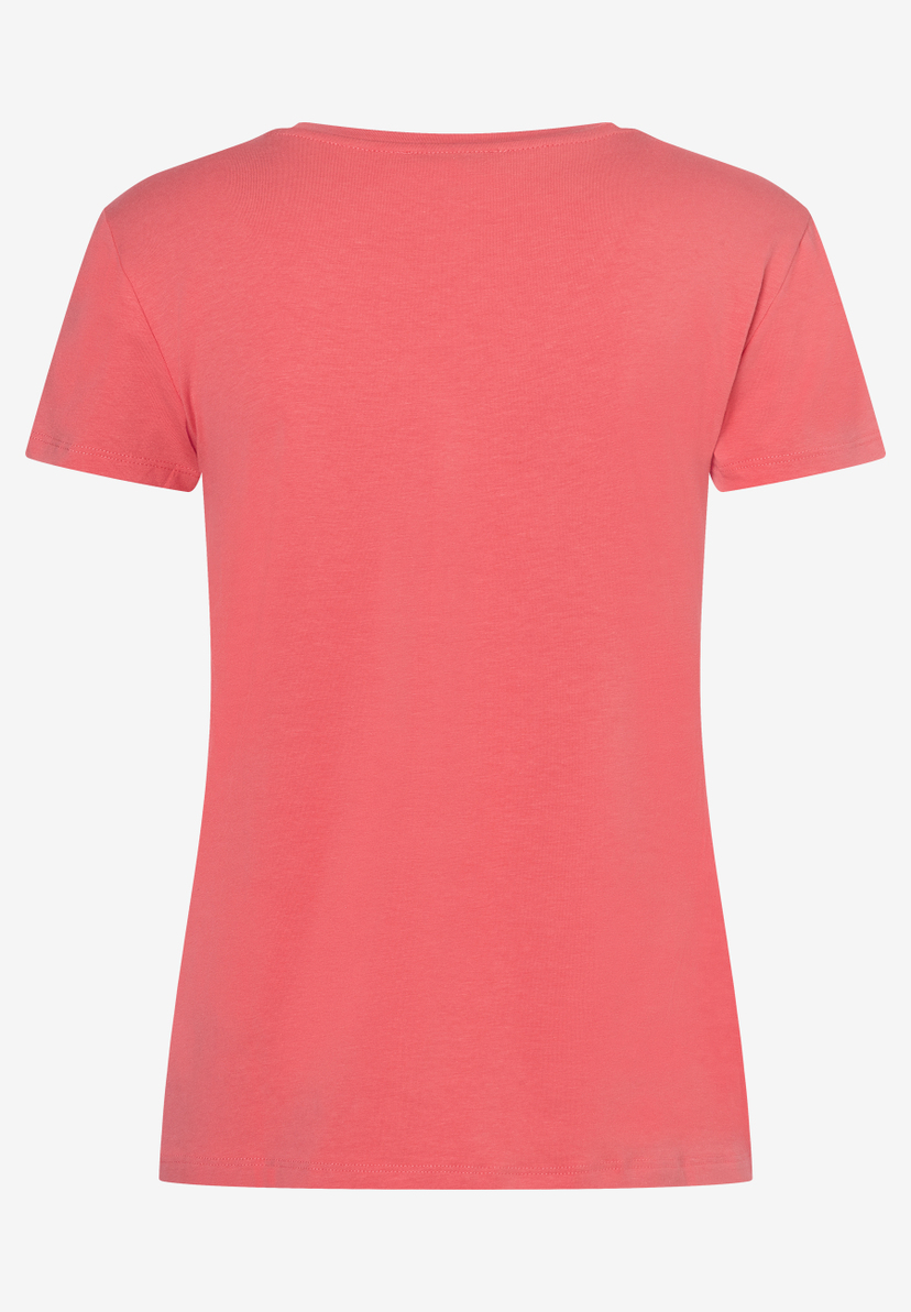Ein korallfarbenes MORE & MORE T-Shirt mit Jersey-Material und kurzem Arm. Ein korallfarbenes MORE & MORE T-Shirt mit Jersey-Material und kurzem Arm.