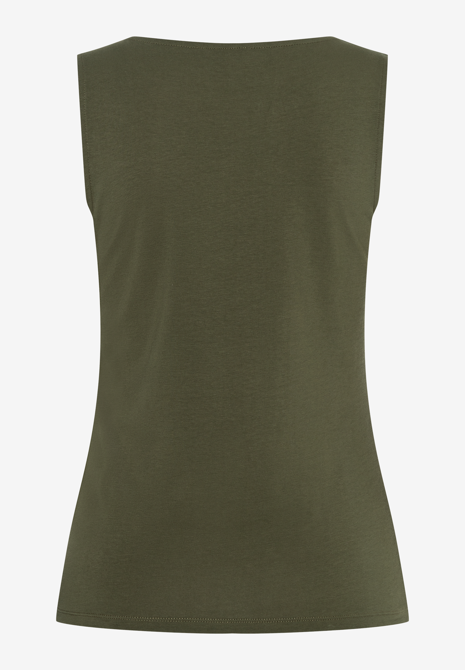 MORE & MORE ärmelloses, olivgrünes Jersey-Top, angenehm zu tragen, elastisch und hautfreundlich. MORE & MORE ärmelloses, olivgrünes Jersey-Top, angenehm zu tragen, elastisch und hautfreundlich.
