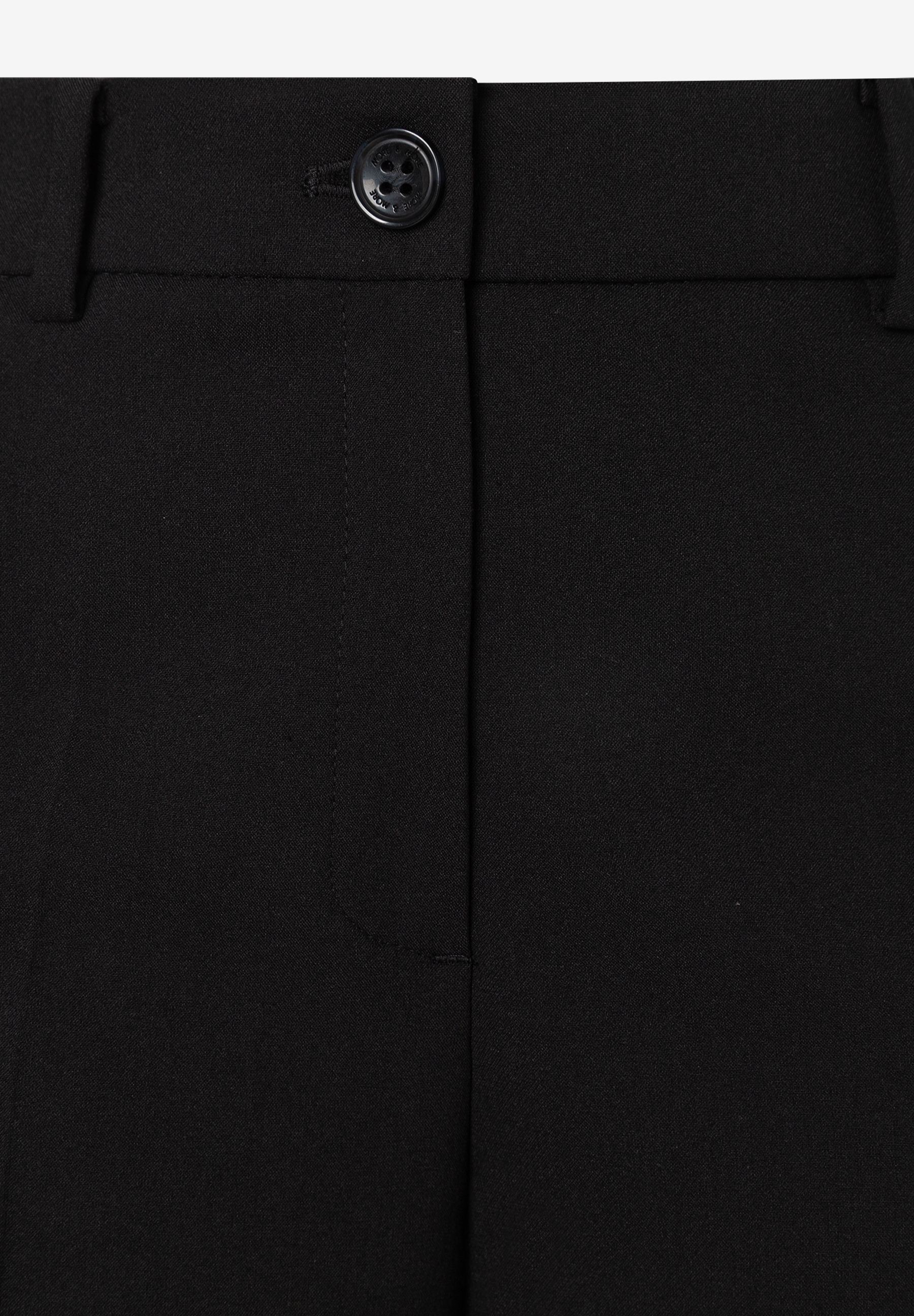 MORE & MORE schwarze Jeans/Hose mit Knopfverschluss, vier Löchern und Schriftzug