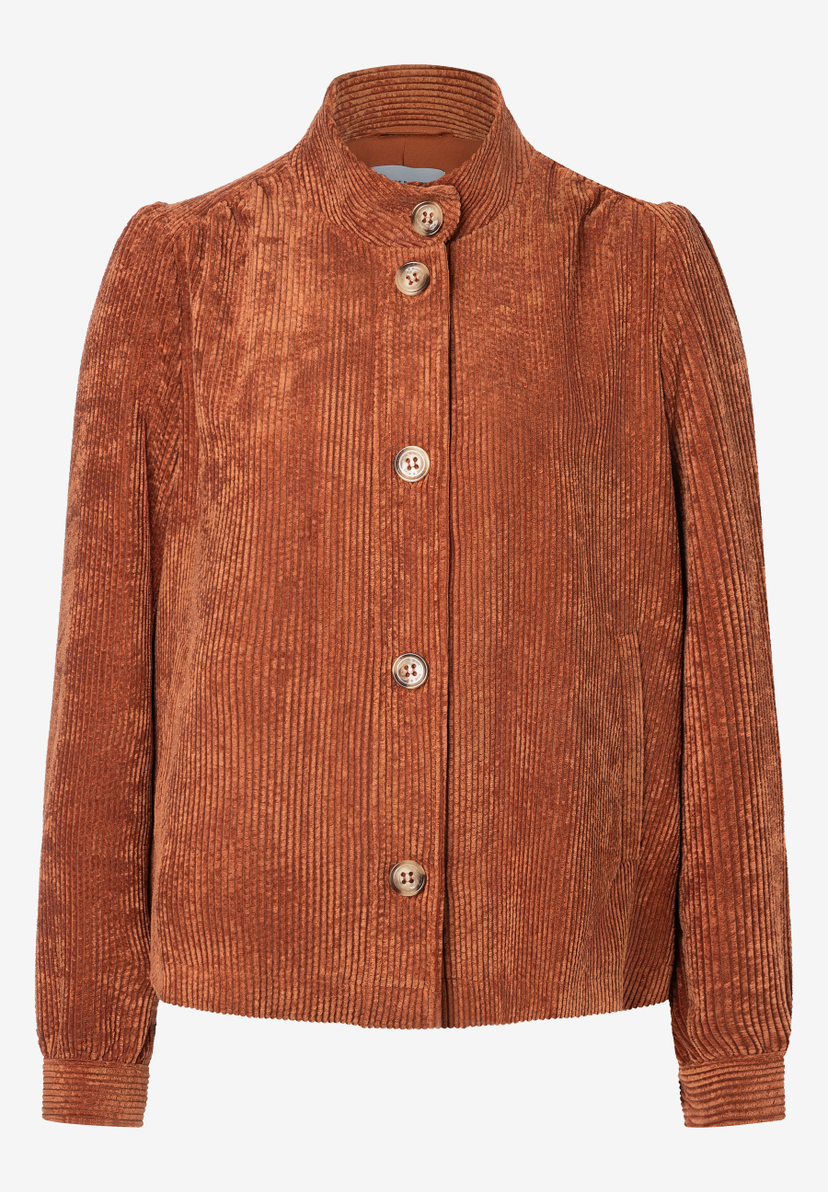 MORE & MORE Cord-Jacke in Rostbraun mit Stehkragen und durchgehender Knopfleiste MORE & MORE Cord-Jacke in Rostbraun mit Stehkragen und durchgehender Knopfleiste