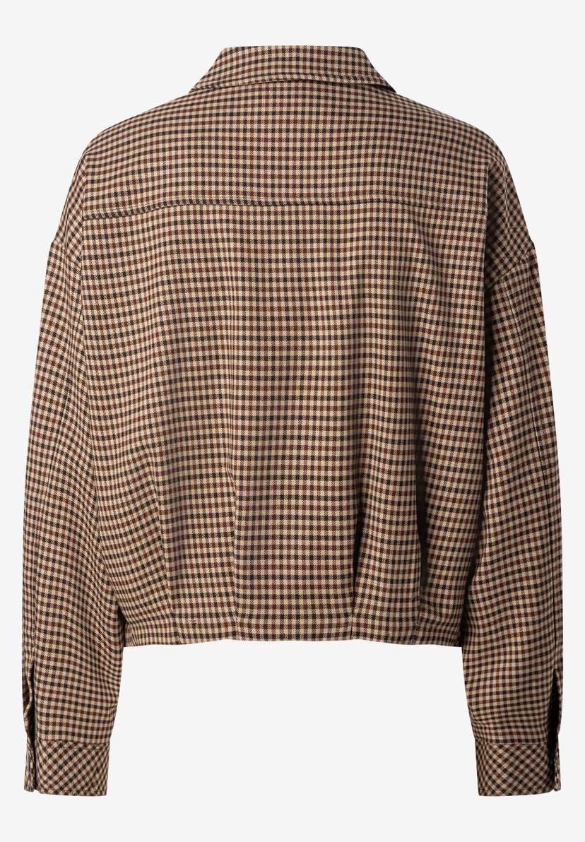MORE & MORE Kurz-Blazer mit braun-schwarz kariertem Hahnentrittmuster