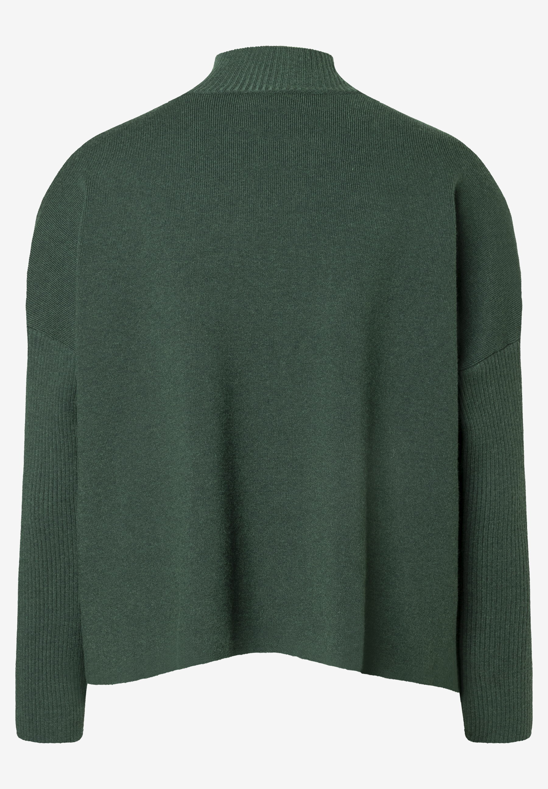 MORE & MORE Pullover in Tannengrün. Weiter, lockerer Strickpullover mit Stehkragen und langen Ärmeln mit Rippstrickbündchen. MORE & MORE Pullover in Tannengrün. Weiter, lockerer Strickpullover mit Stehkragen und langen Ärmeln mit Rippstrickbündchen.