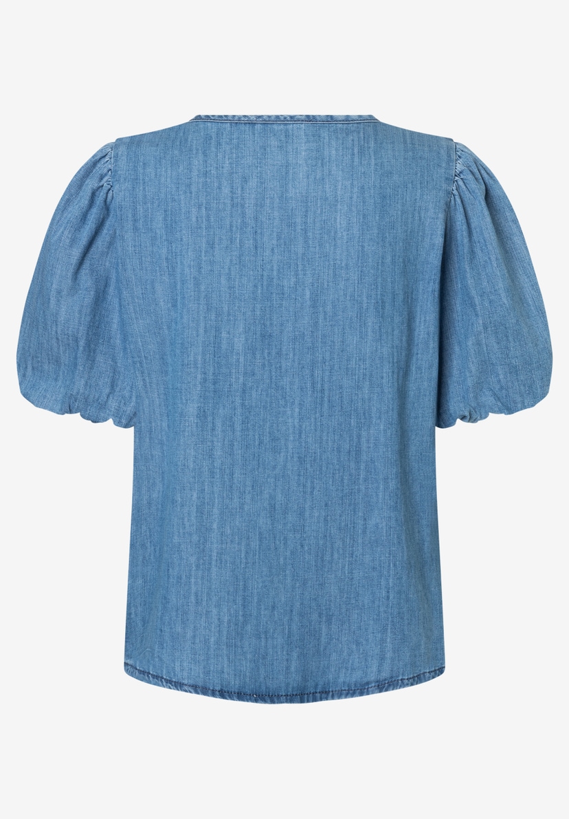 MORE & MORE Damen-Denimbluse aus Baumwolle mit bauschigen Ärmeln und hohem Tragekomfort. MORE & MORE Damen-Denimbluse aus Baumwolle mit bauschigen Ärmeln und hohem Tragekomfort.
