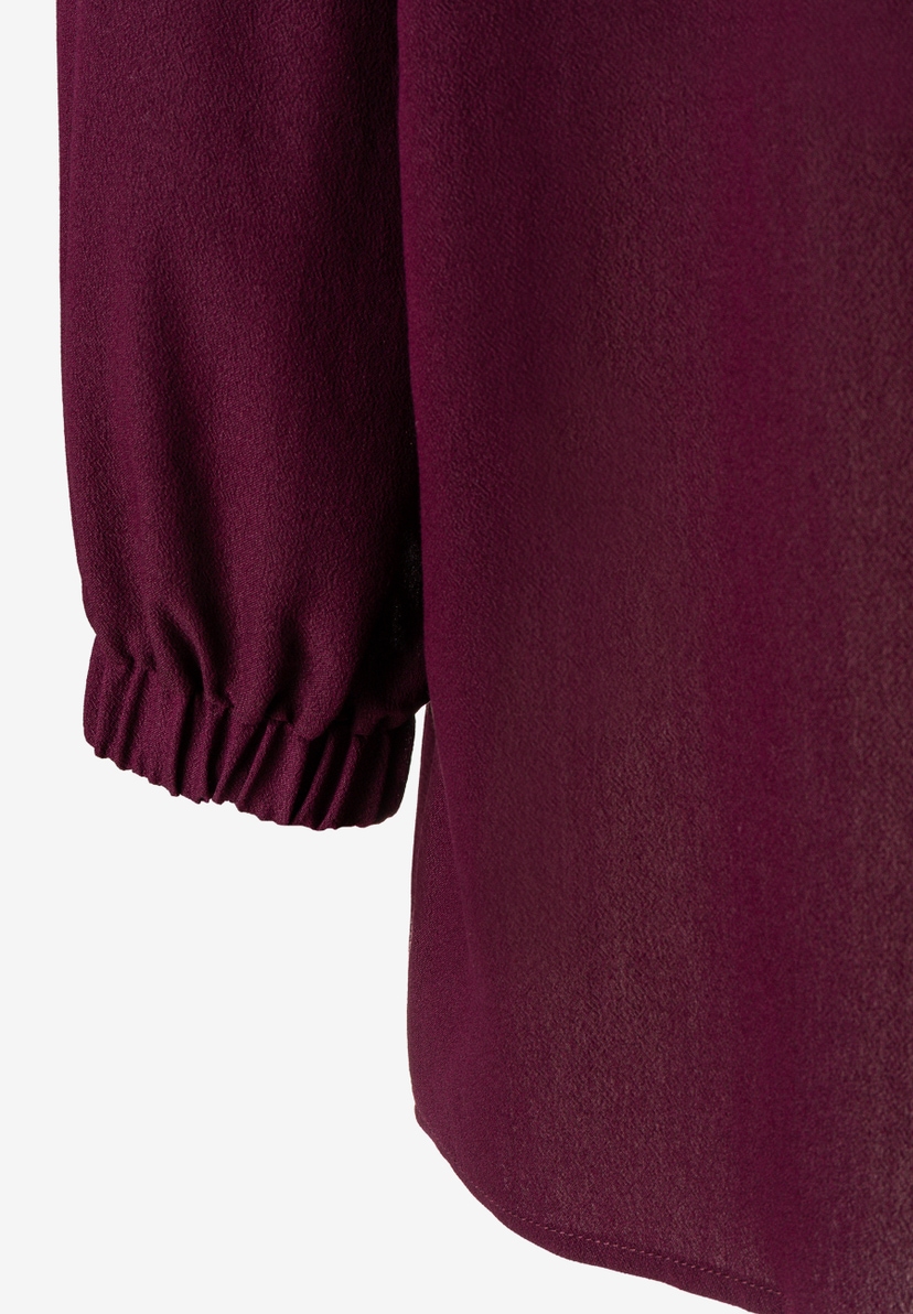 MORE & MORE Bluse aus dunkelrotem Stoff mit gerafftem Ärmelbündchen, Gesamtansicht MORE & MORE Bluse aus dunkelrotem Stoff mit gerafftem Ärmelbündchen, Gesamtansicht