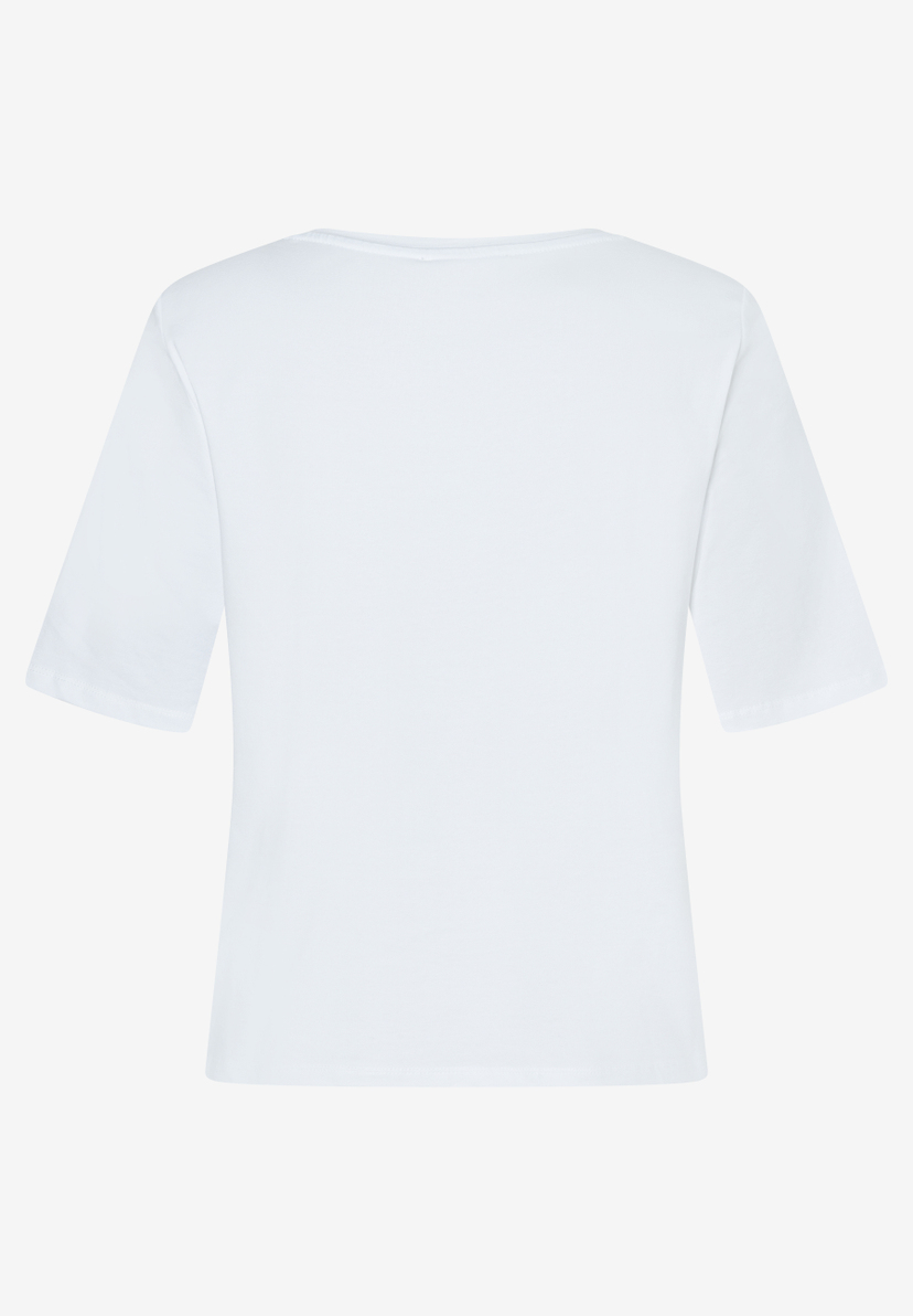 Ein weißes MORE & MORE T-Shirt mit kurzen Ärmeln, aus Jersey und elastisch, für angenehmen Tragekomfort. Ein weißes MORE & MORE T-Shirt mit kurzen Ärmeln, aus Jersey und elastisch, für angenehmen Tragekomfort.