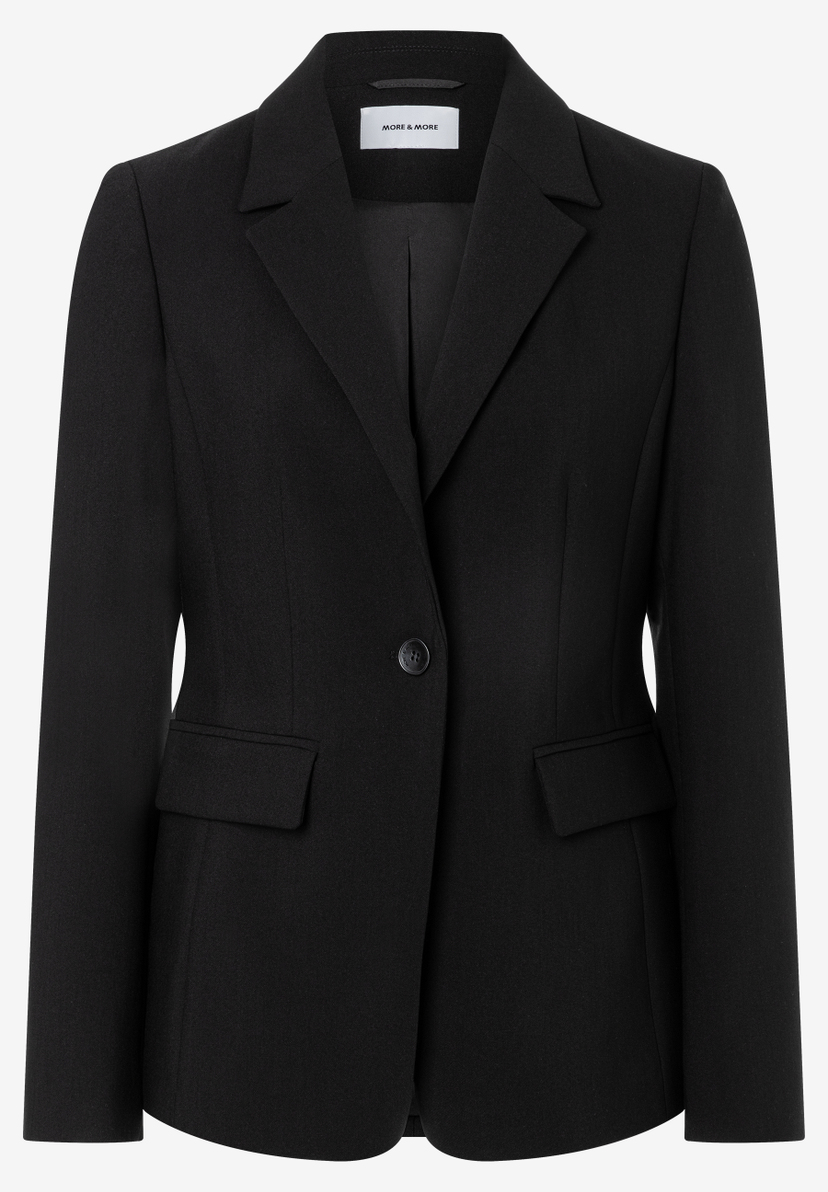 MORE & MORE Blazer in Schwarz, vorne mit einem Knopf und zwei Taschen. Elegante Passform, ideal für den Business-Look.